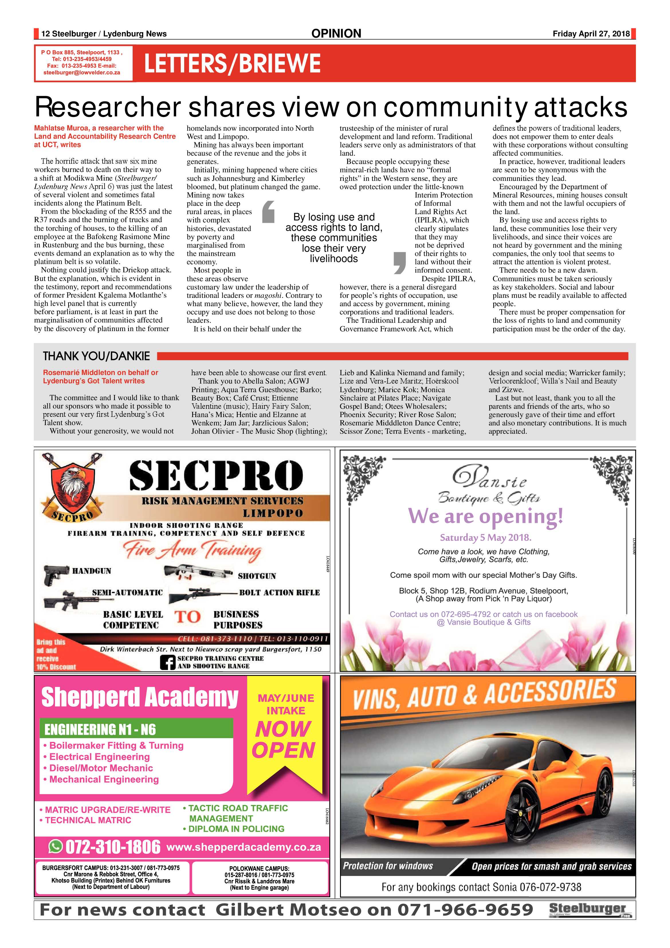 Steelburger News 27 April 2018 page 12