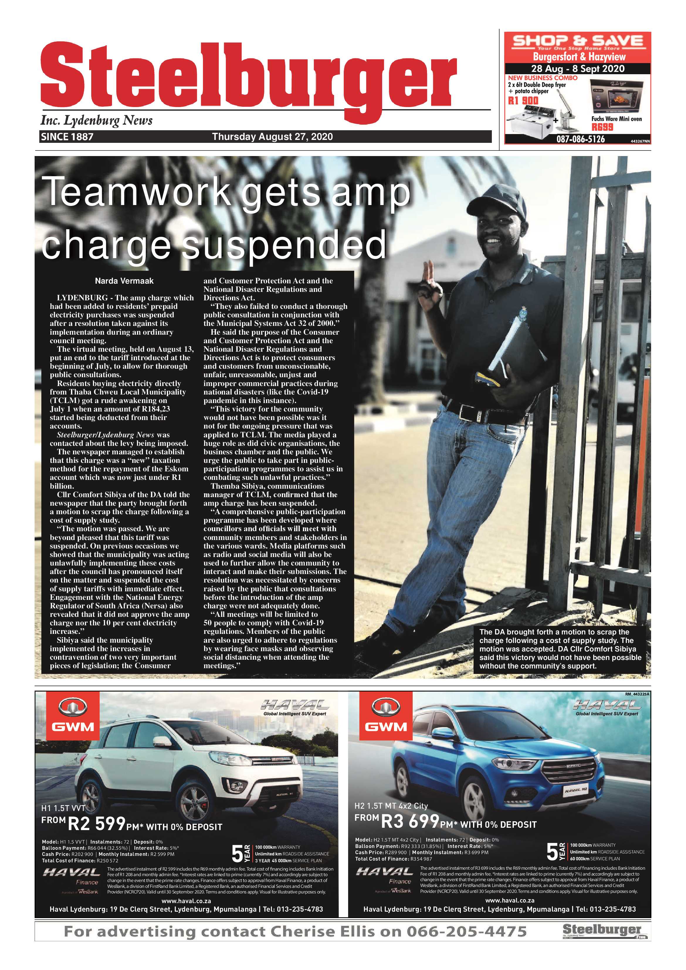 Steelburger News 27 August 2020 page 1