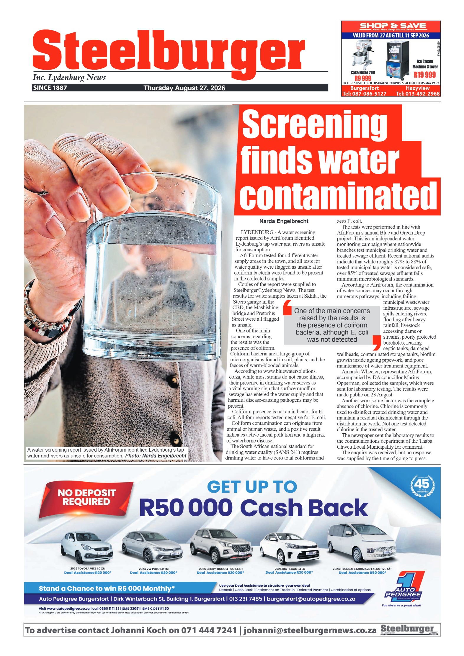 Steelburger News 27 August 2026 page 1