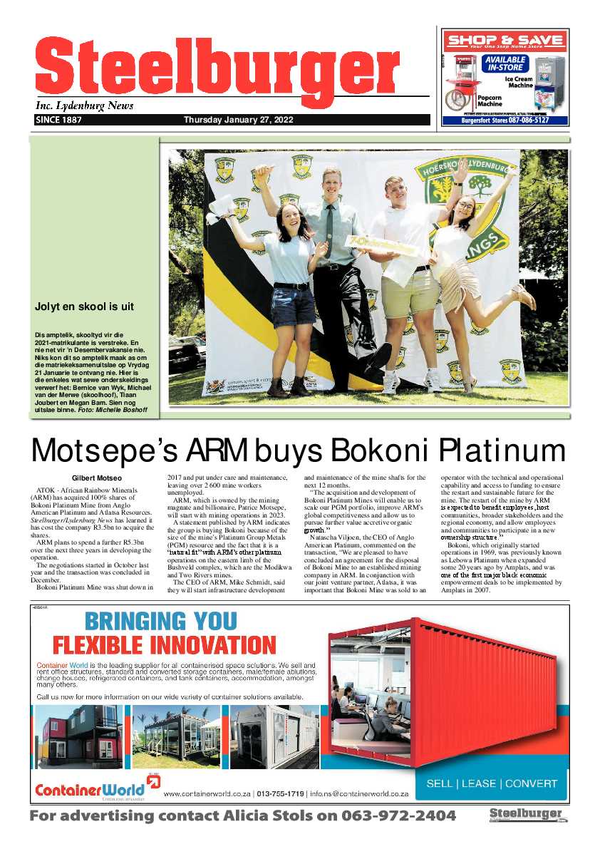 Steelburger News 27 January 2022 page 1