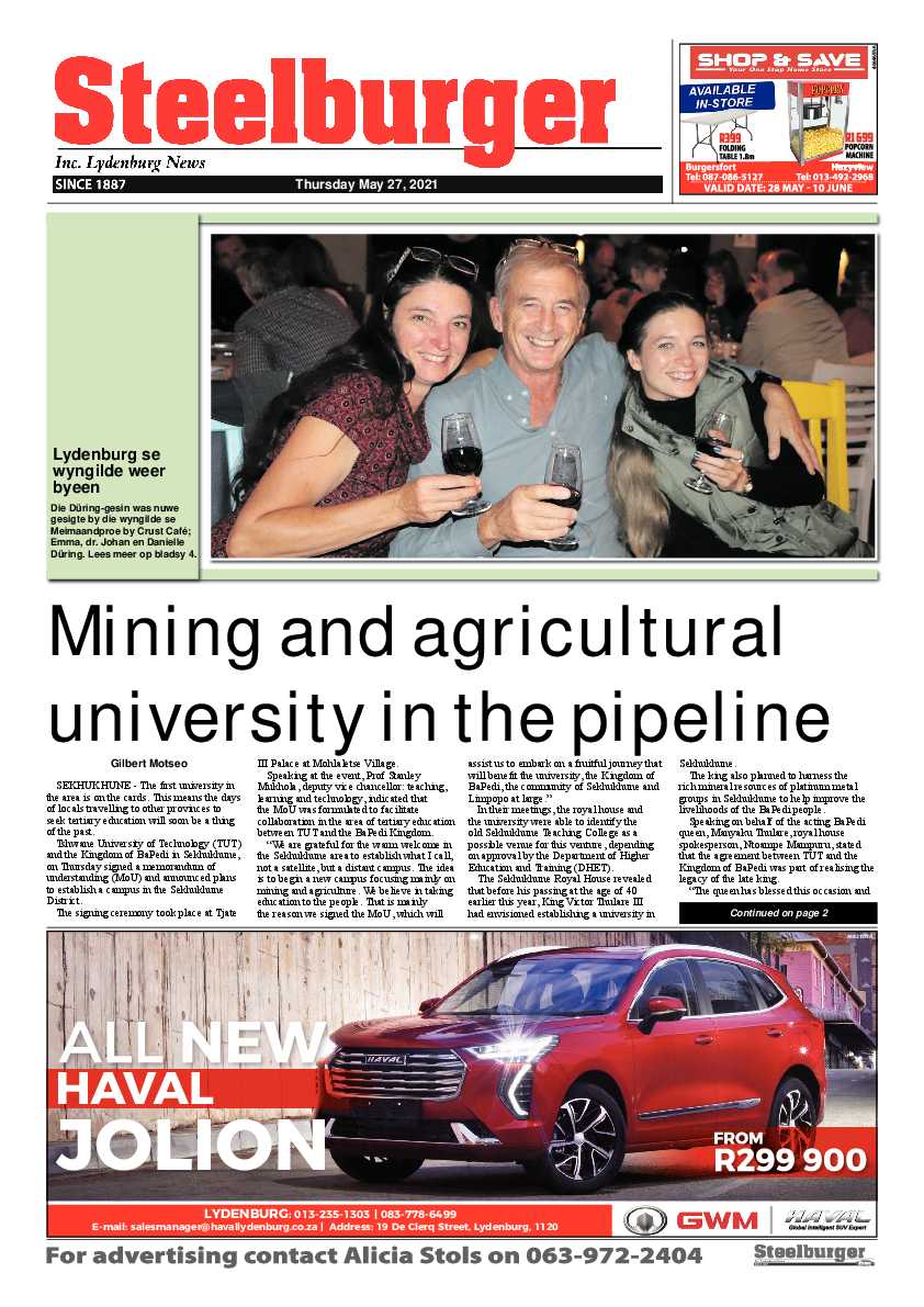 Steelburger News 27 May 2021 page 1