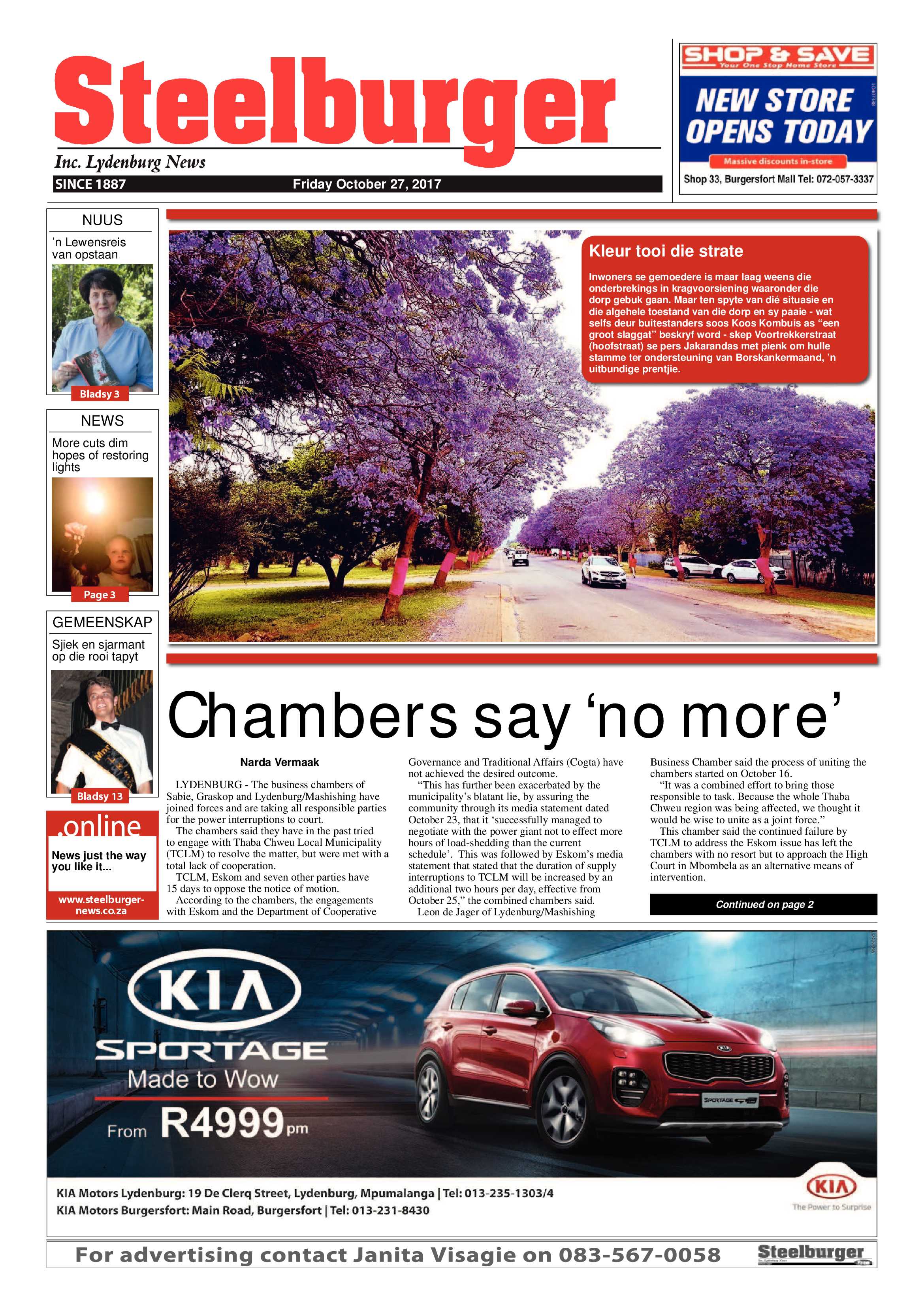 Steelburger News 27 October 2017 page 1