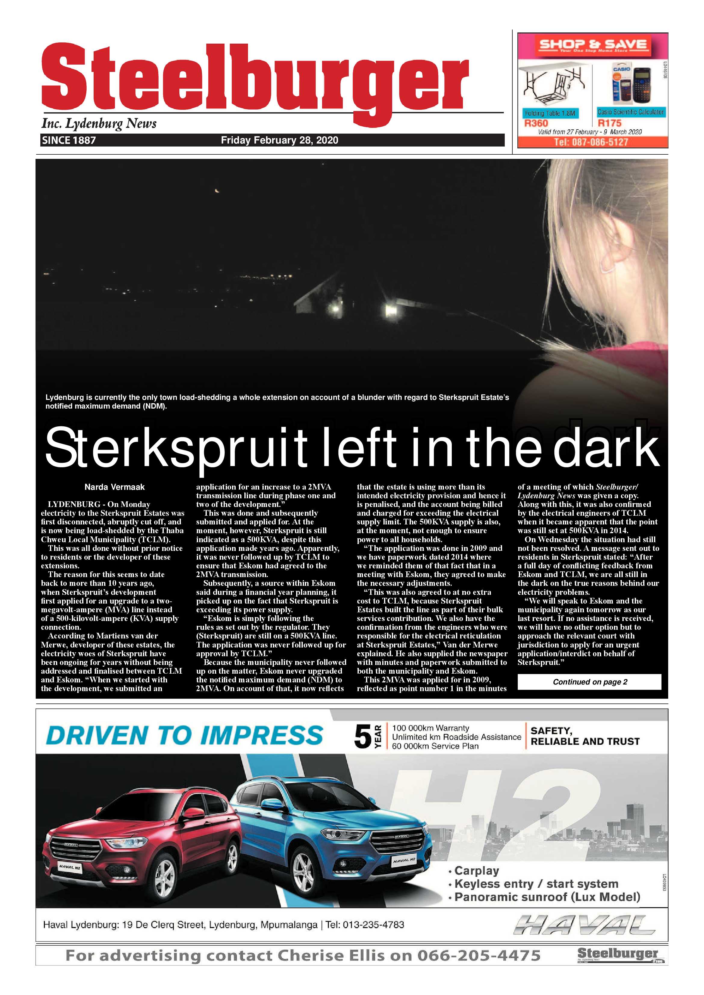 Steelburger News 28 February 2020 page 1
