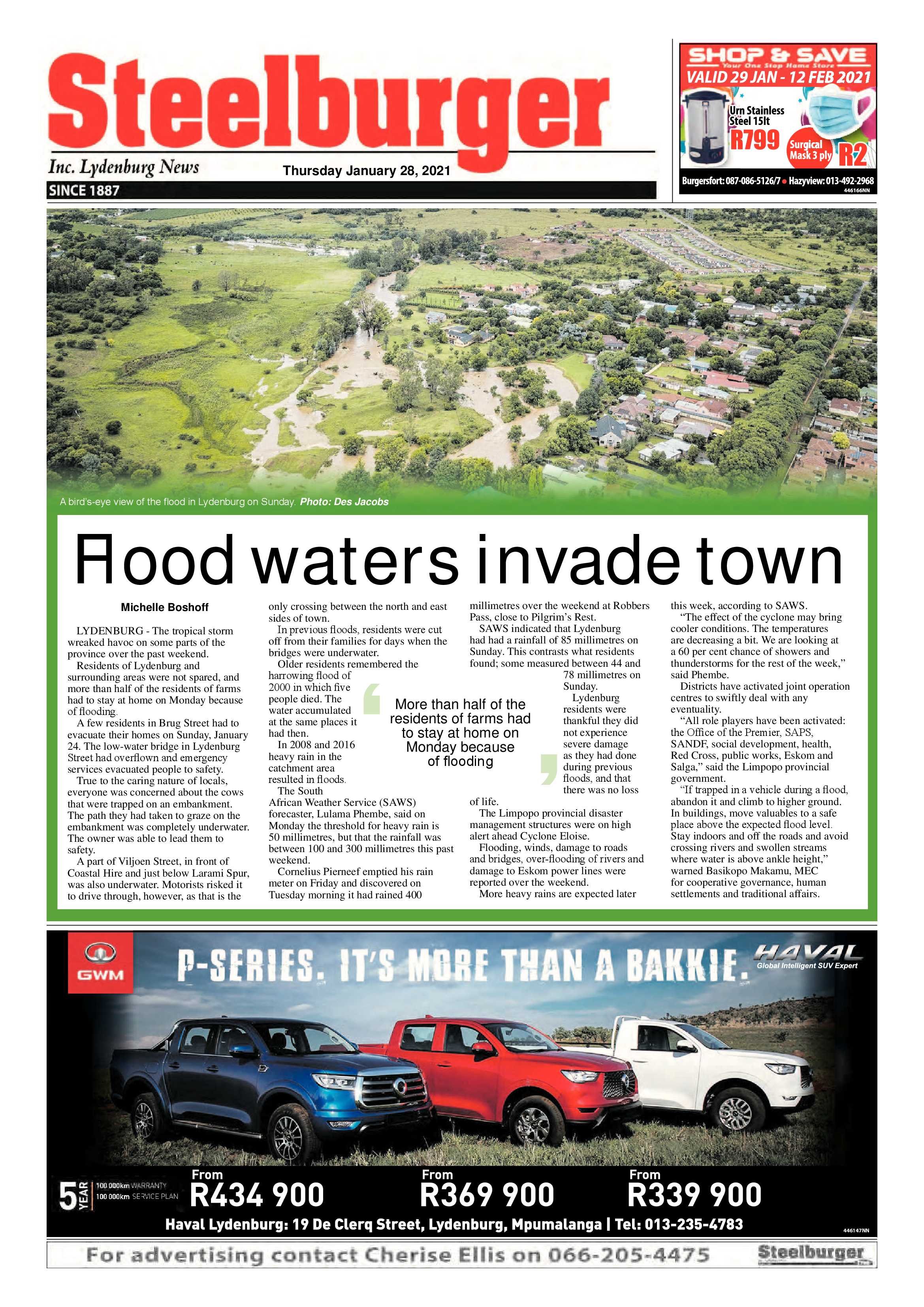 Steelburger News 28 January 2021 page 1