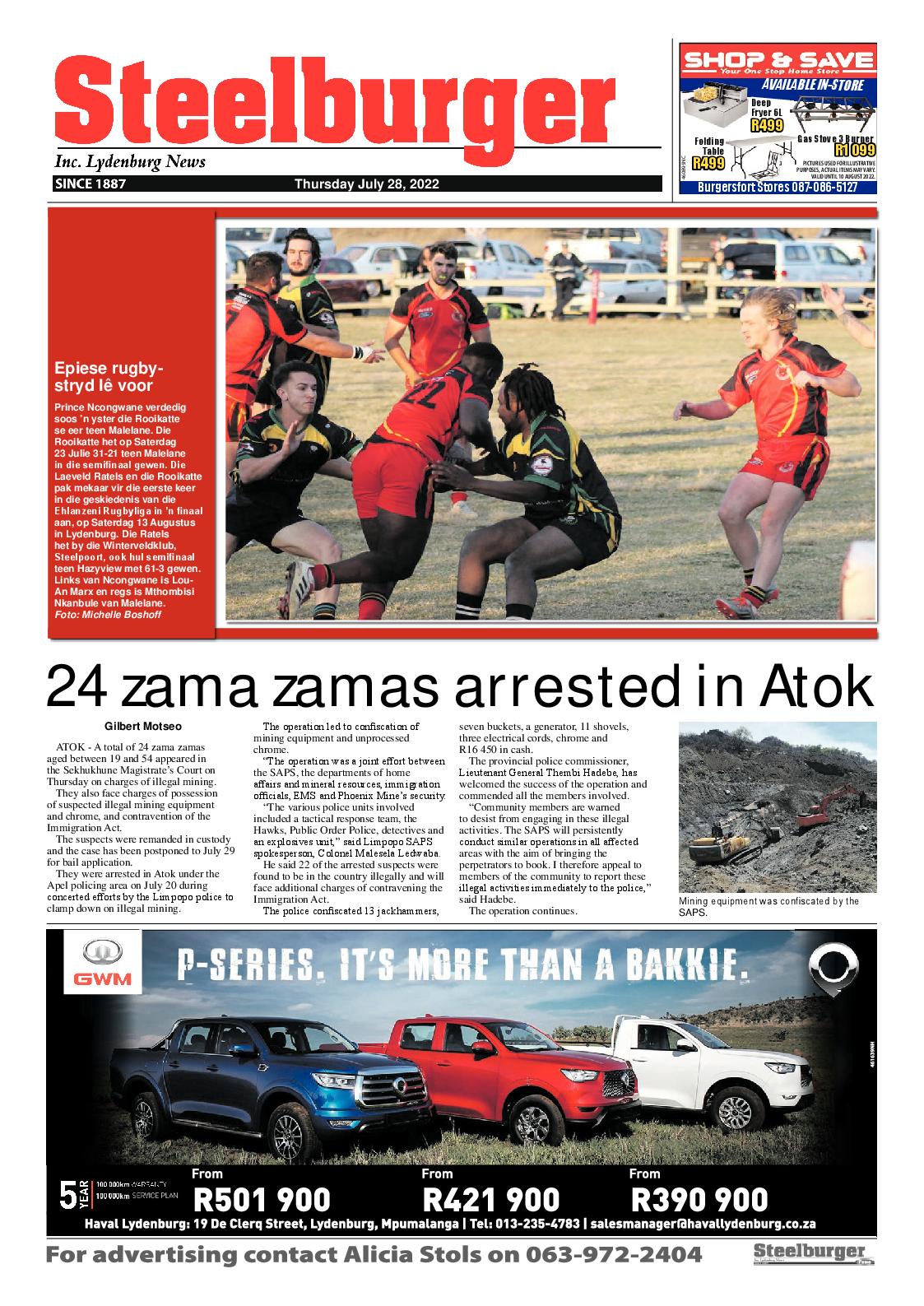 Steelburger news 28 July 2022 page 1