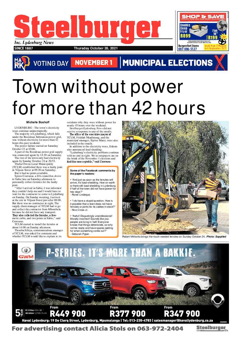 Steelburger News 28 October 2021 page 1