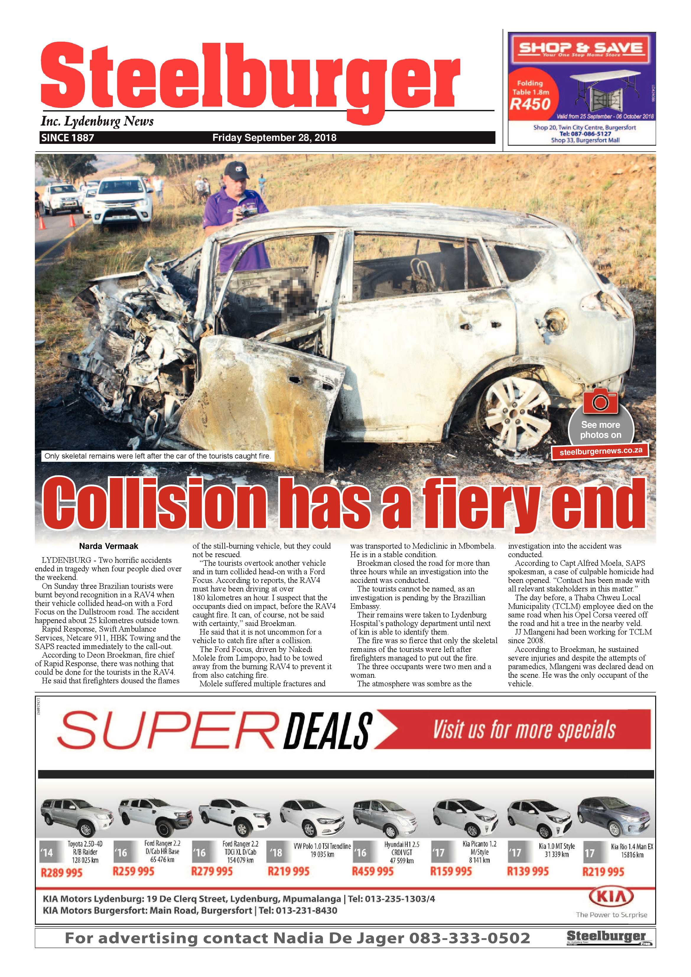 Steelburger News 28 September 2018 page 1