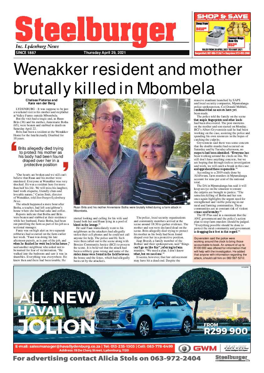 Steelburger News 29 April 2021 page 1
