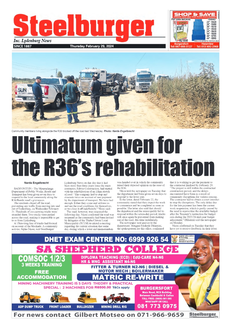 Steelburger News 29 February 2024 page 1