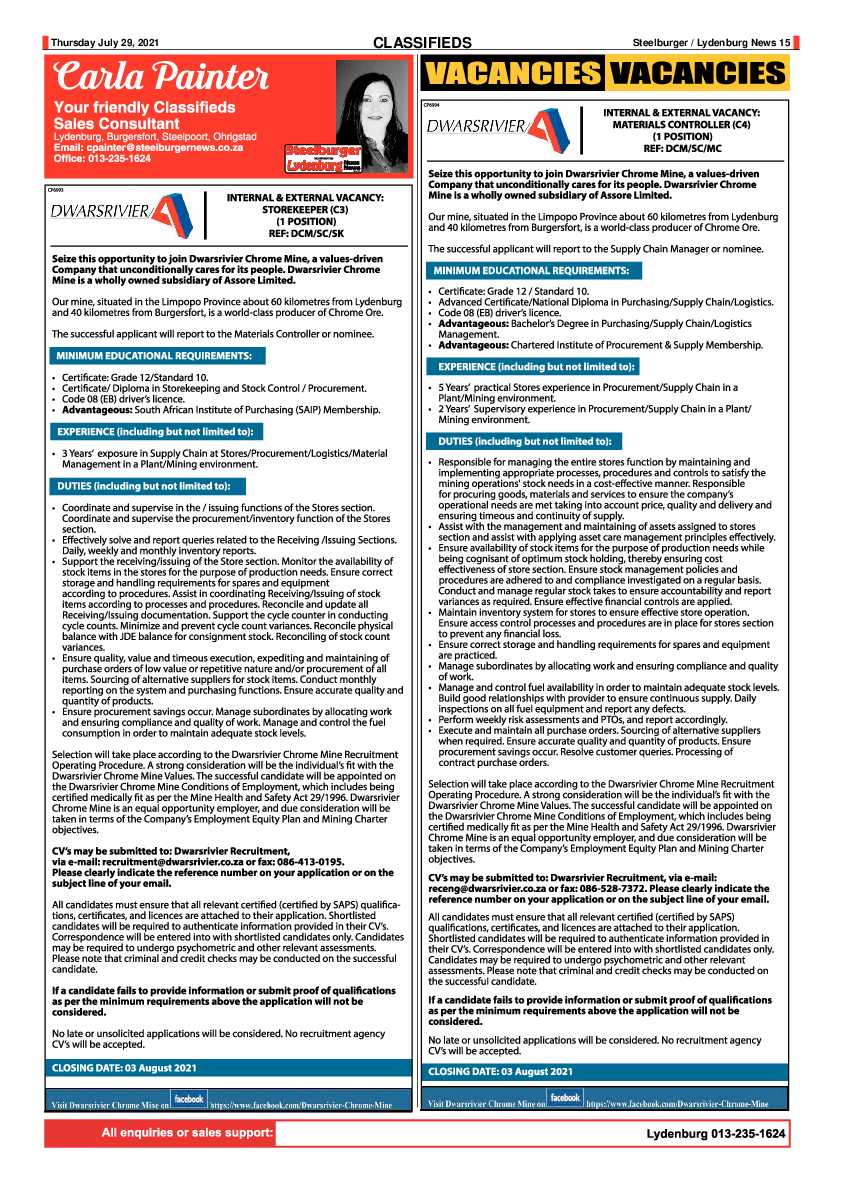 Steelburger News 29 July 2021 page 15