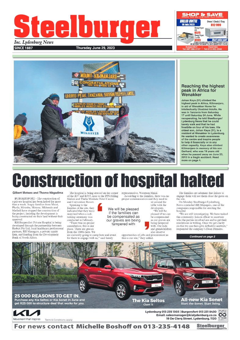 Steelburger News 29 June 2023 page 1