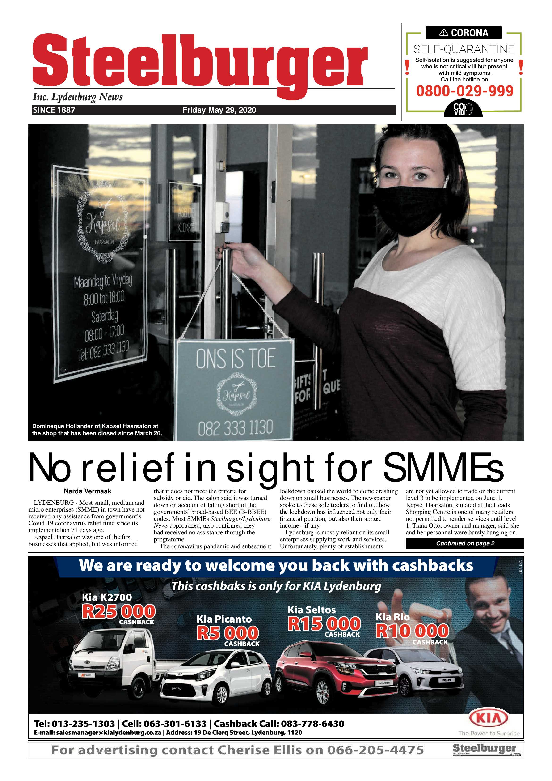 Steelburger News 29 May 2020 page 1