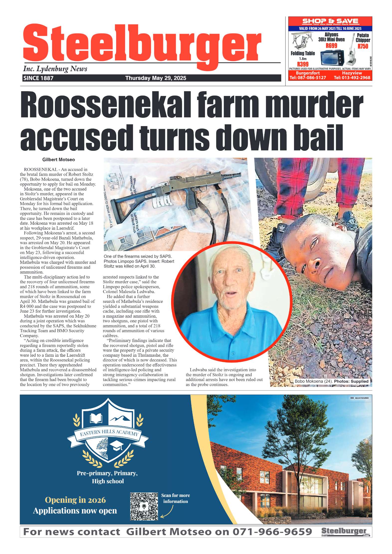 Steelburger News 29 May 2025 page 1