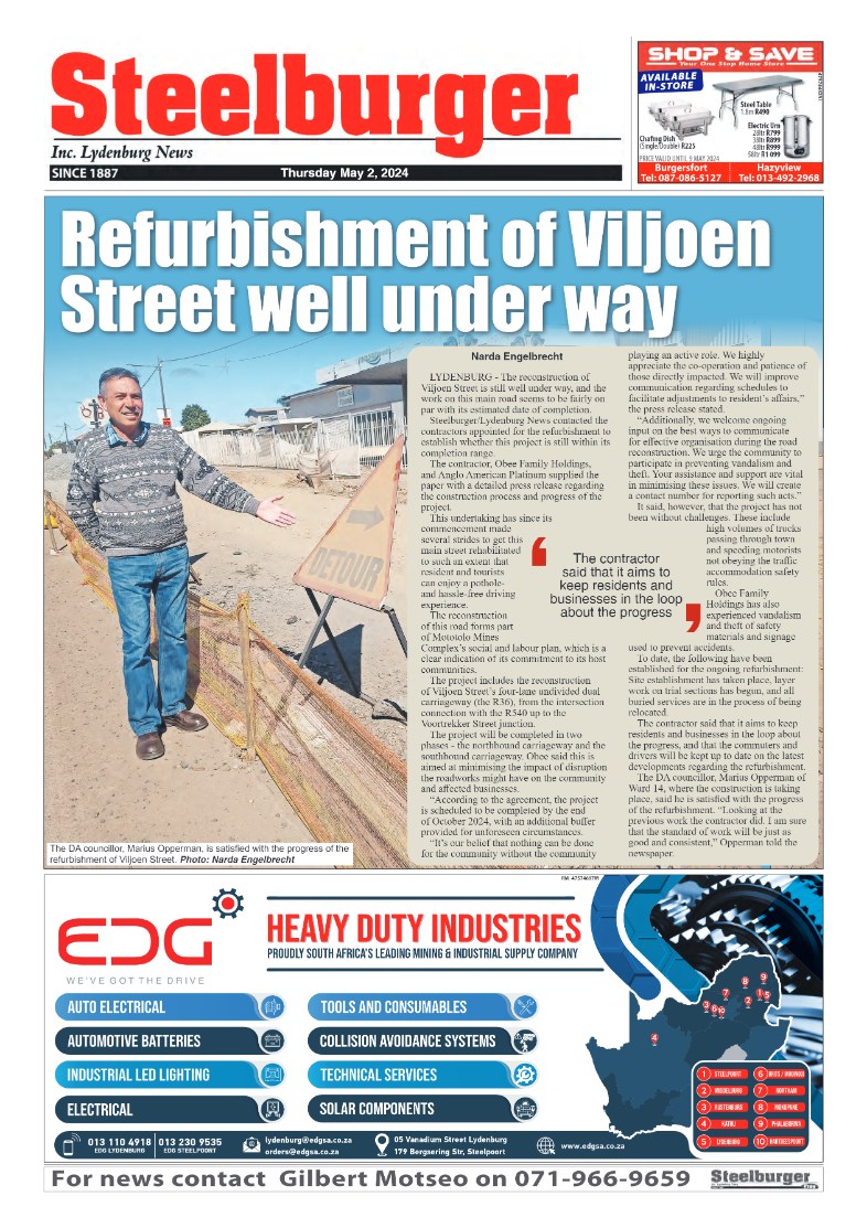 Steelburger News 2 May 2024 page 1