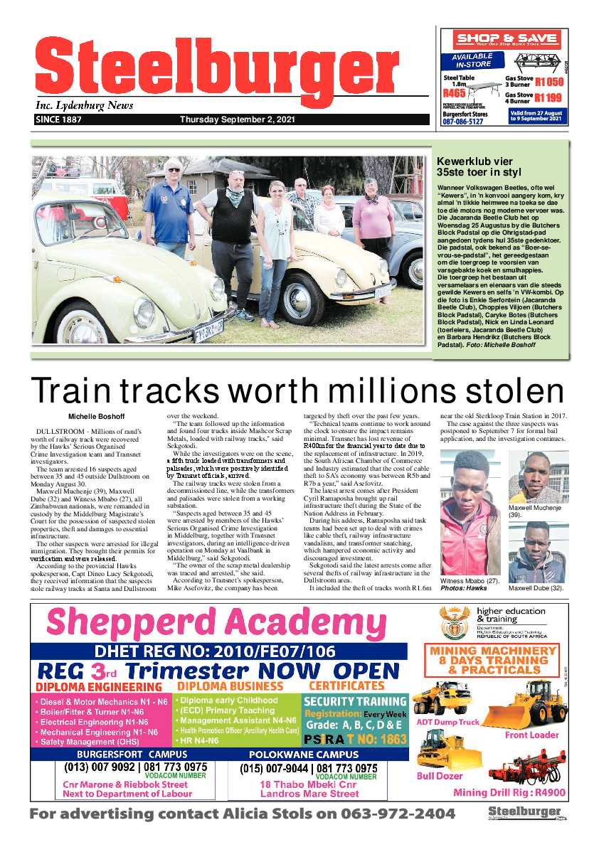 Steelburger News 2 September 2021 page 1