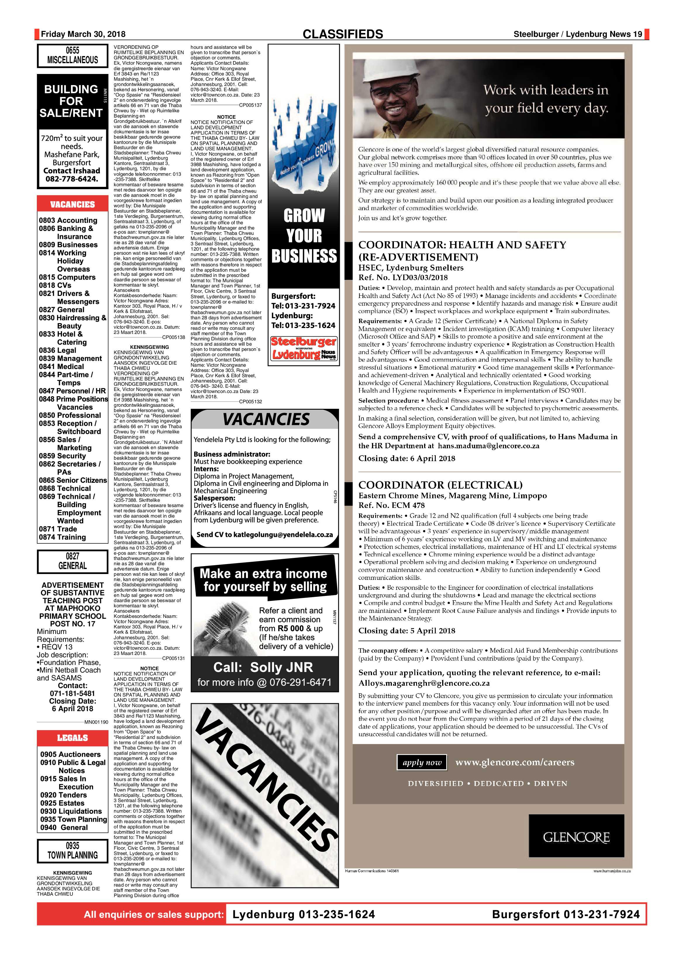 Steelburger News 30 March 2018  Steelburger / Lydenburg News