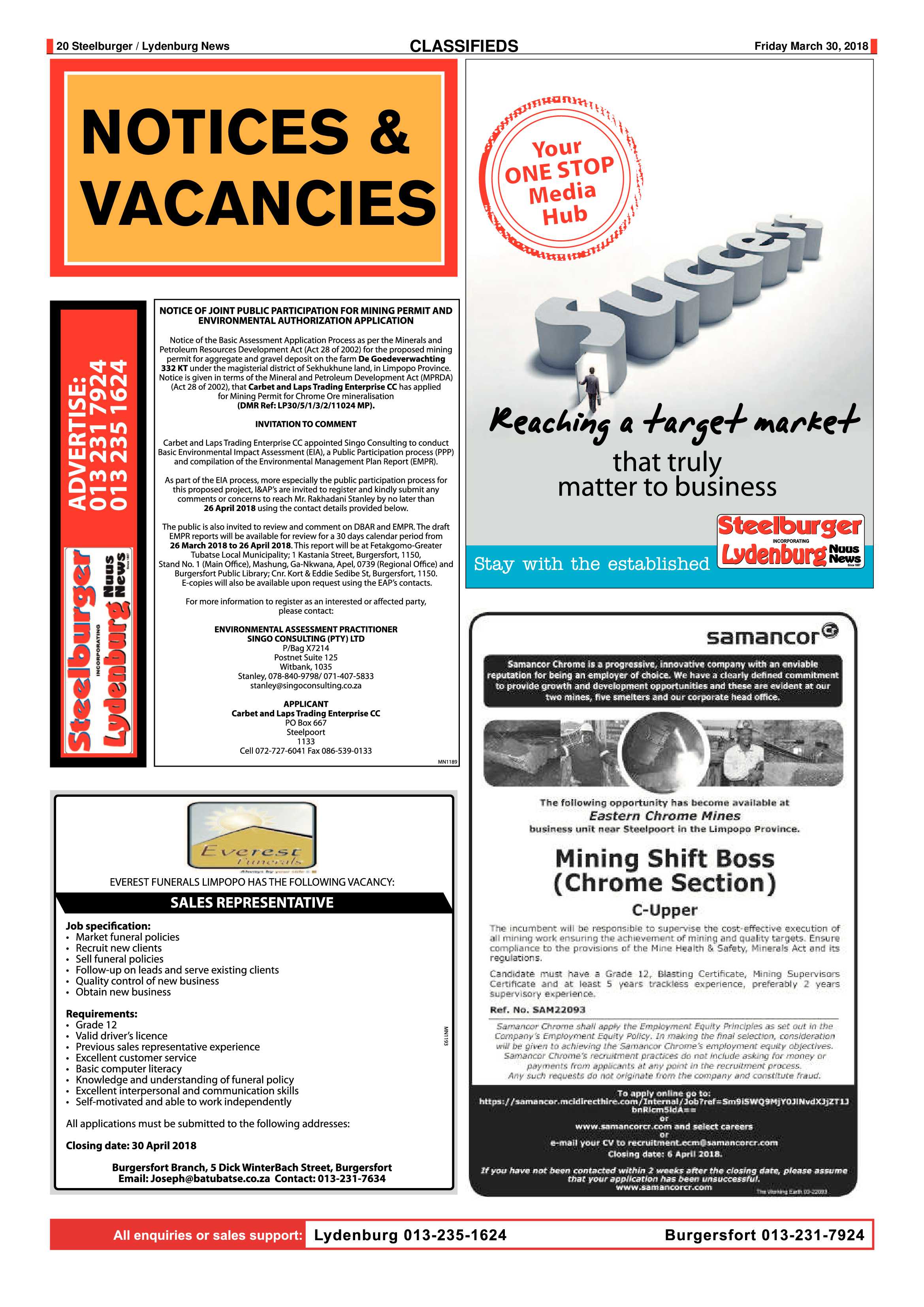 Steelburger News 30 March 2018  Steelburger / Lydenburg News