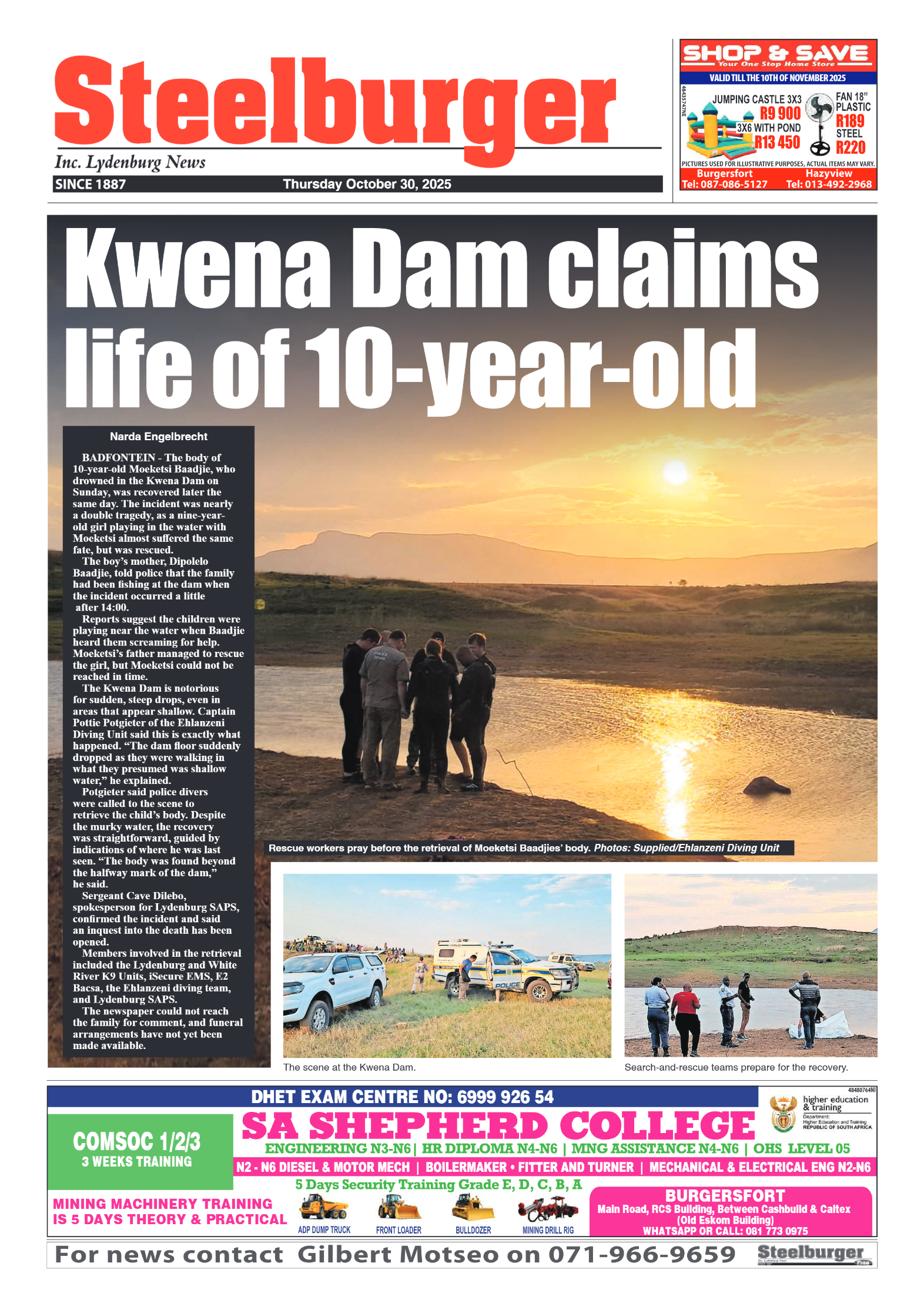 Steelburger News 30 October 2025 page 1