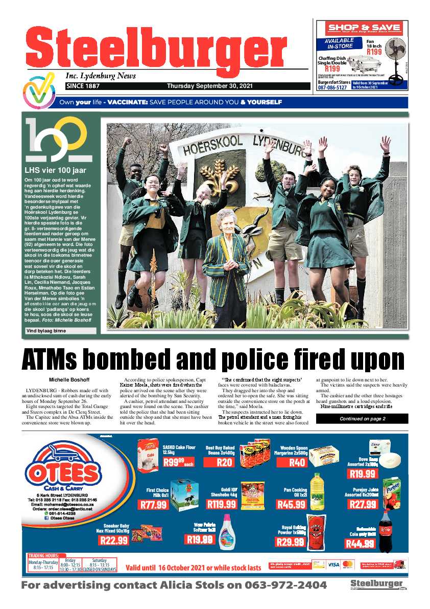 Steelburger News 30 September 2021 page 1