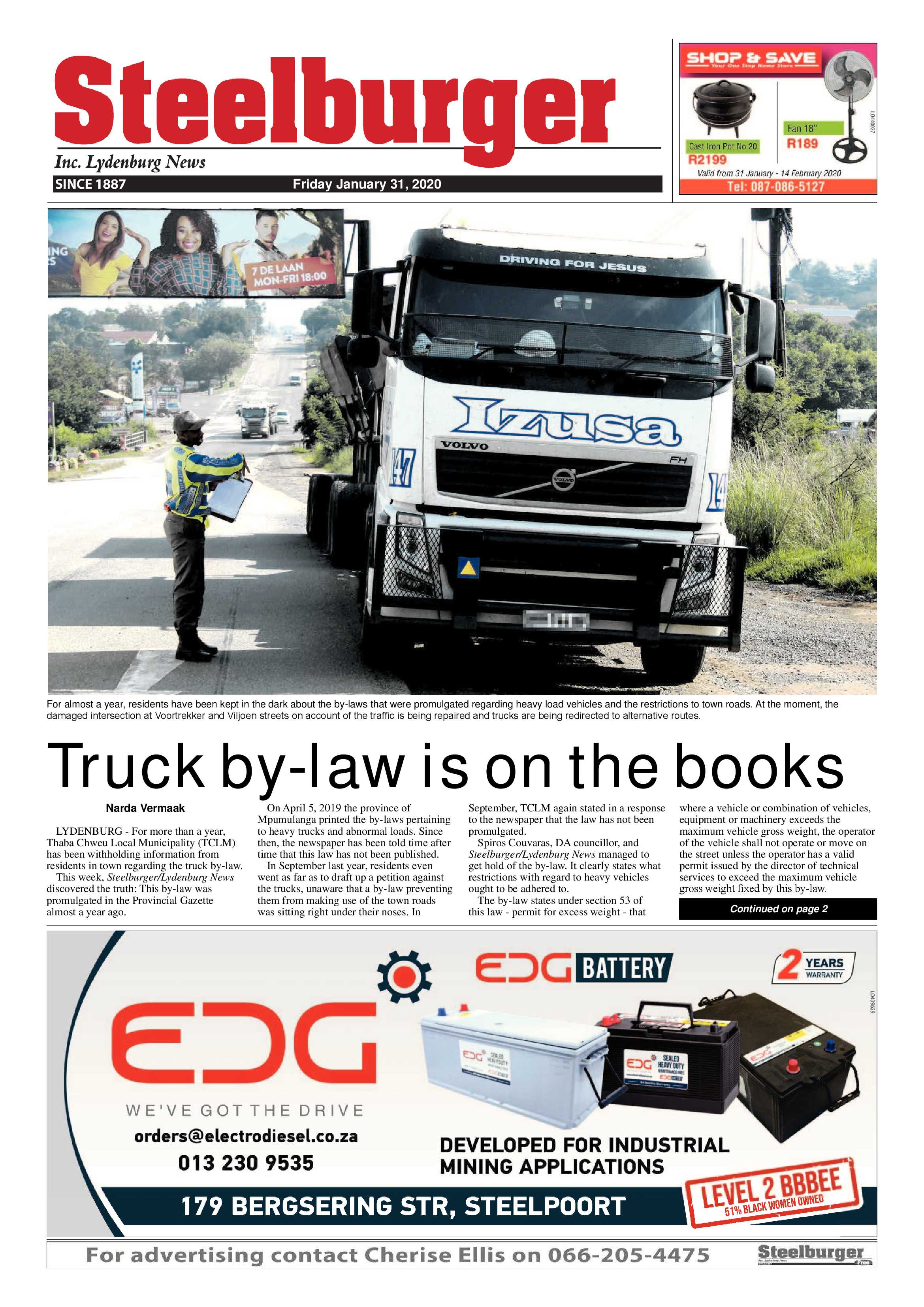 Steelburger News 31 January 2020 page 1