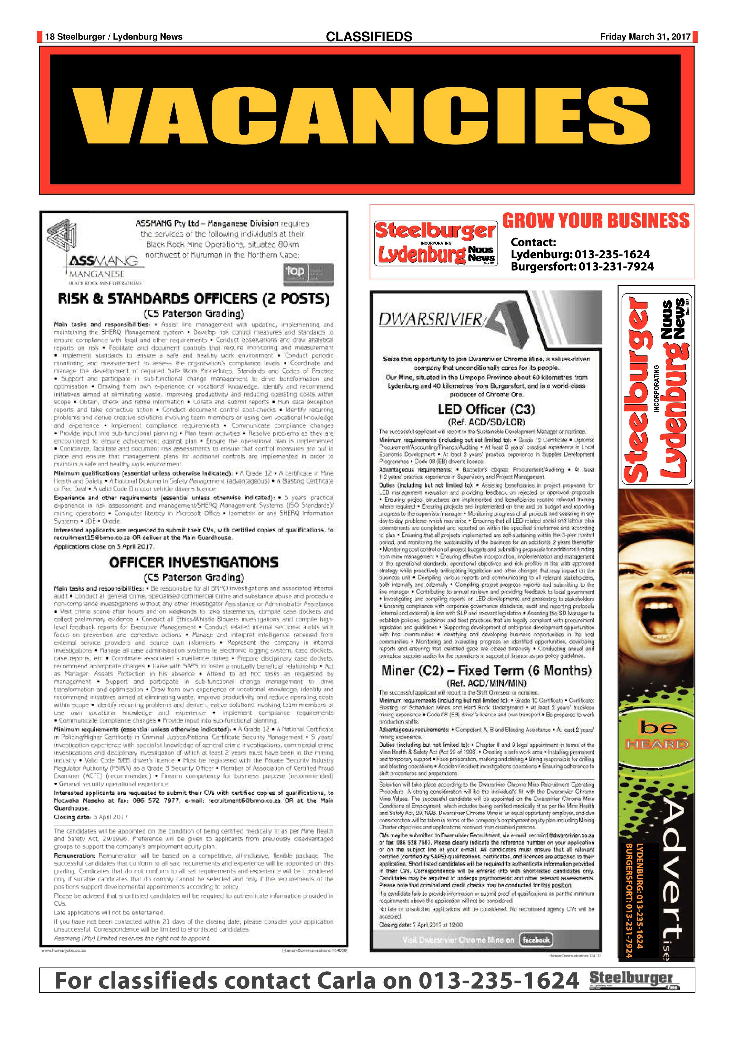 Steelburger News 31 March 2017  Steelburger / Lydenburg News