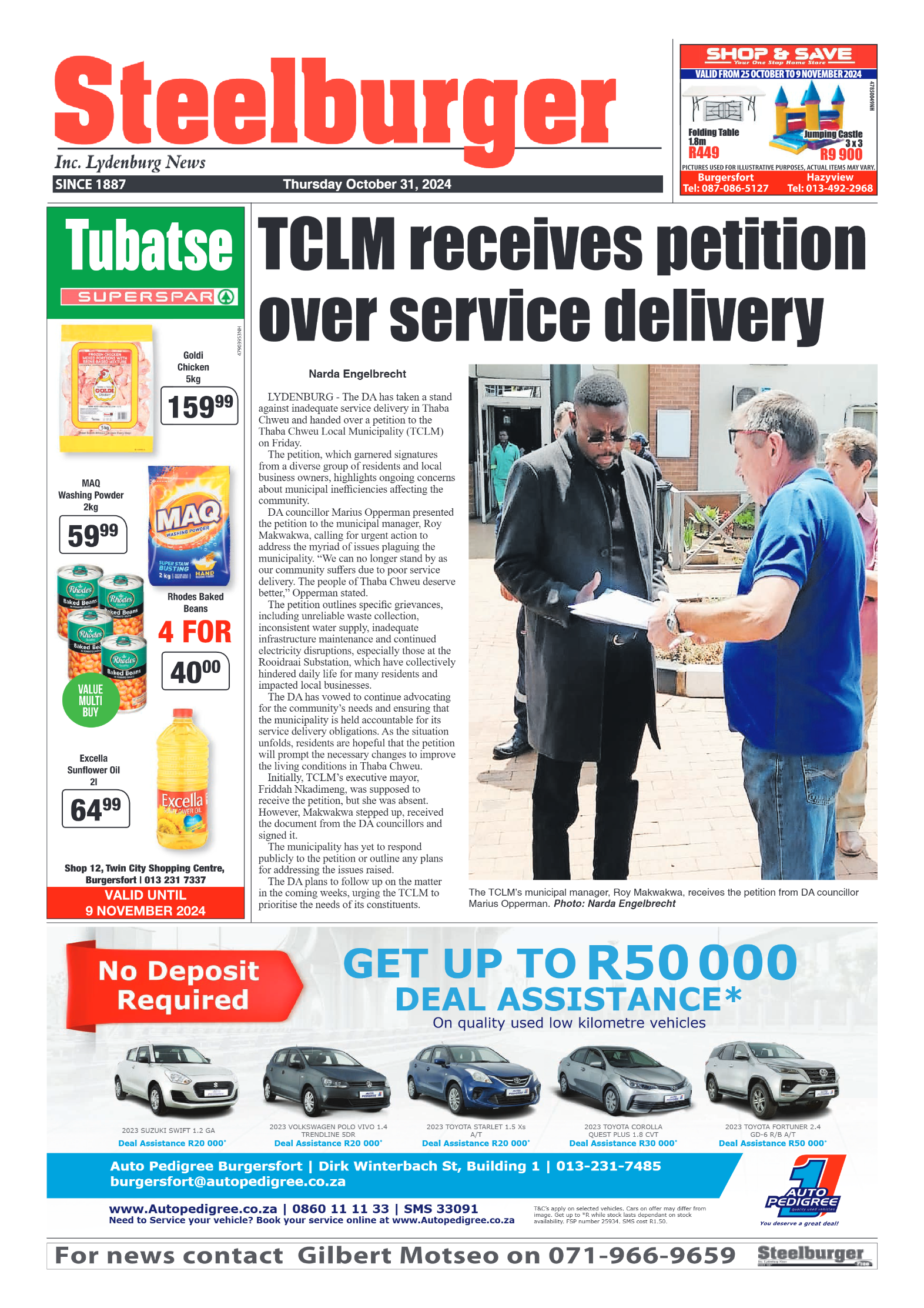 Steelburger News 31 October 2024 page 1