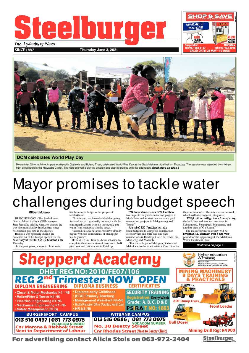 Steelburger News 3 June 2021 page 1