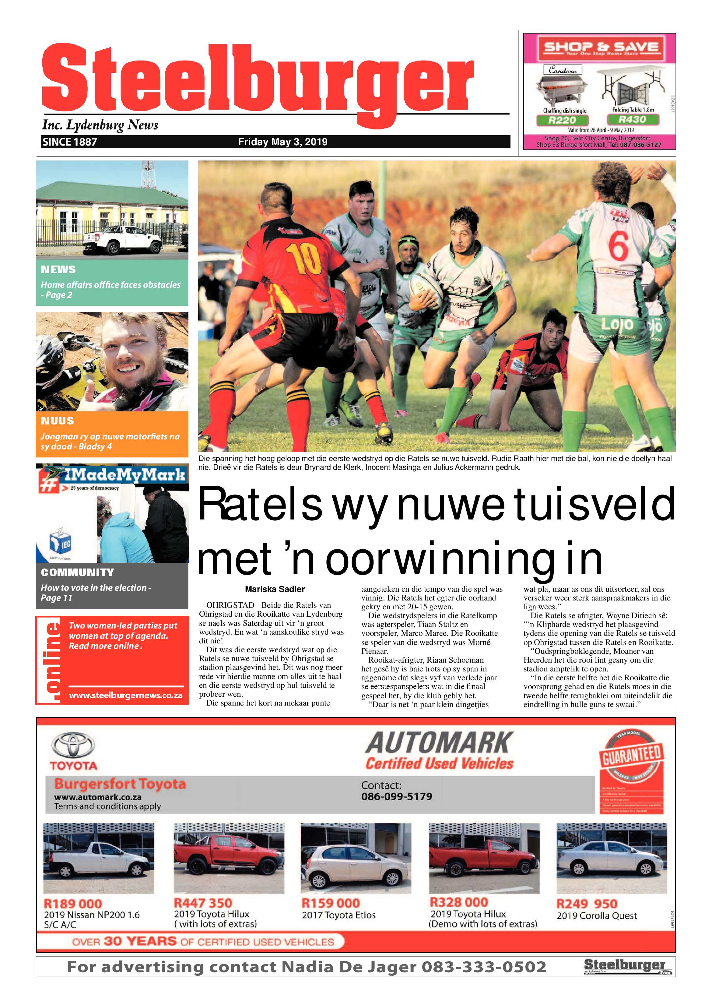 Steelburger News 3 May 2019 page 1