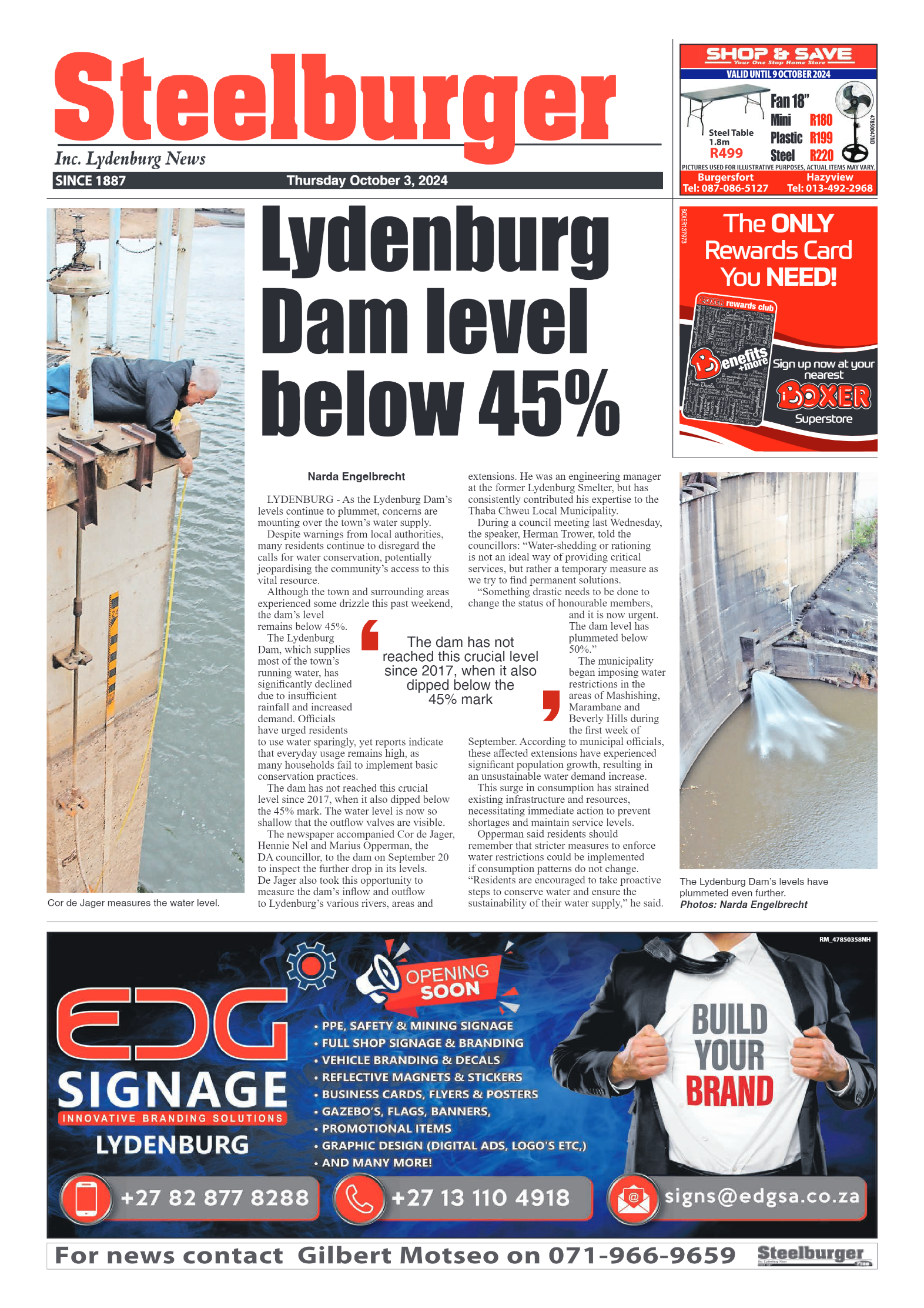 Steelburger News 2 October 2024 page 1