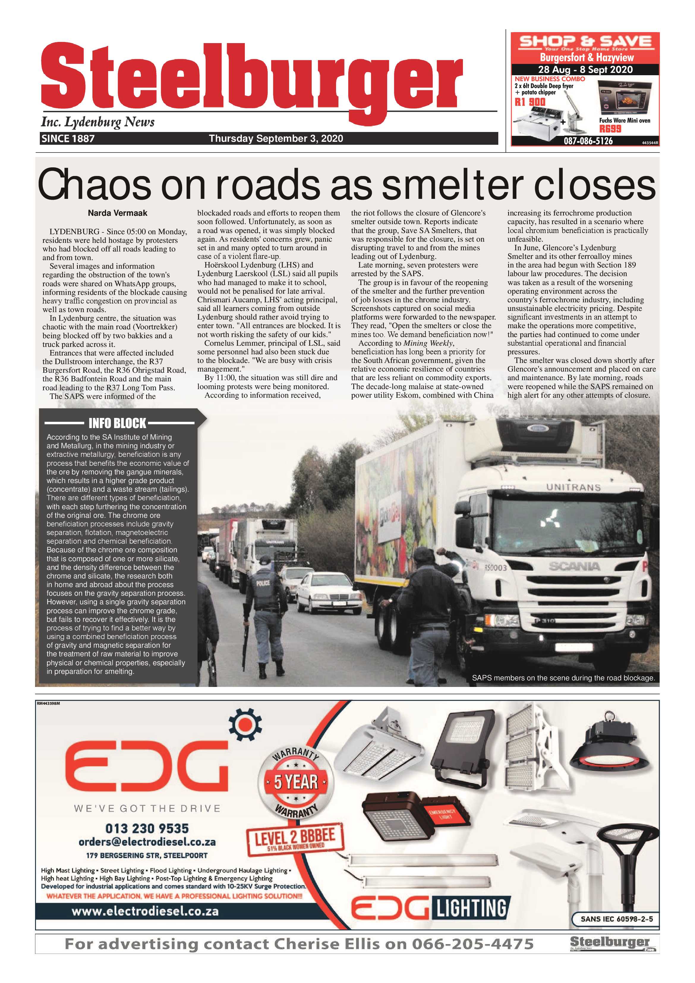 Steelburger News 3 September 2020 page 1