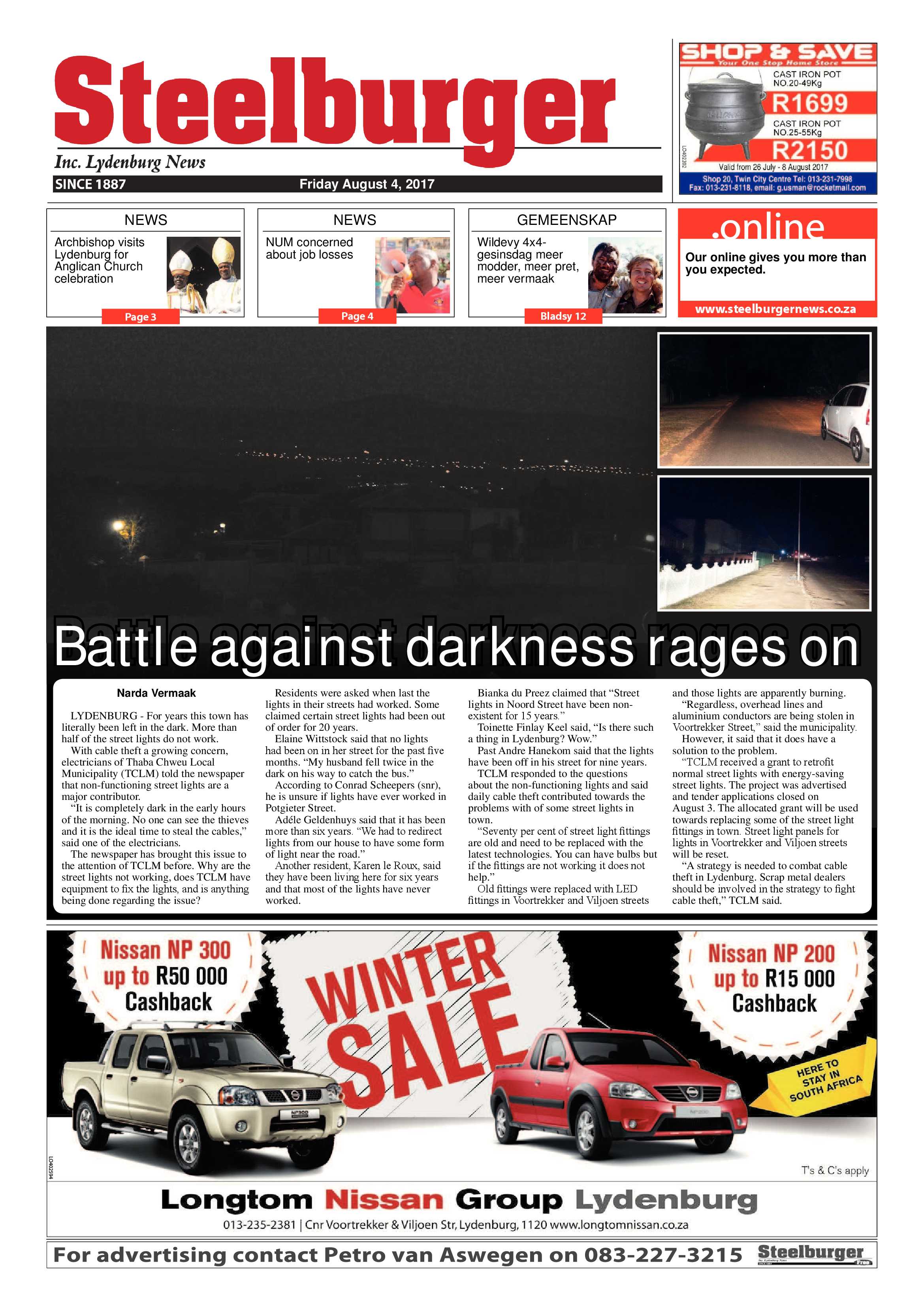 Steelburger News 4 August 2017 page 1