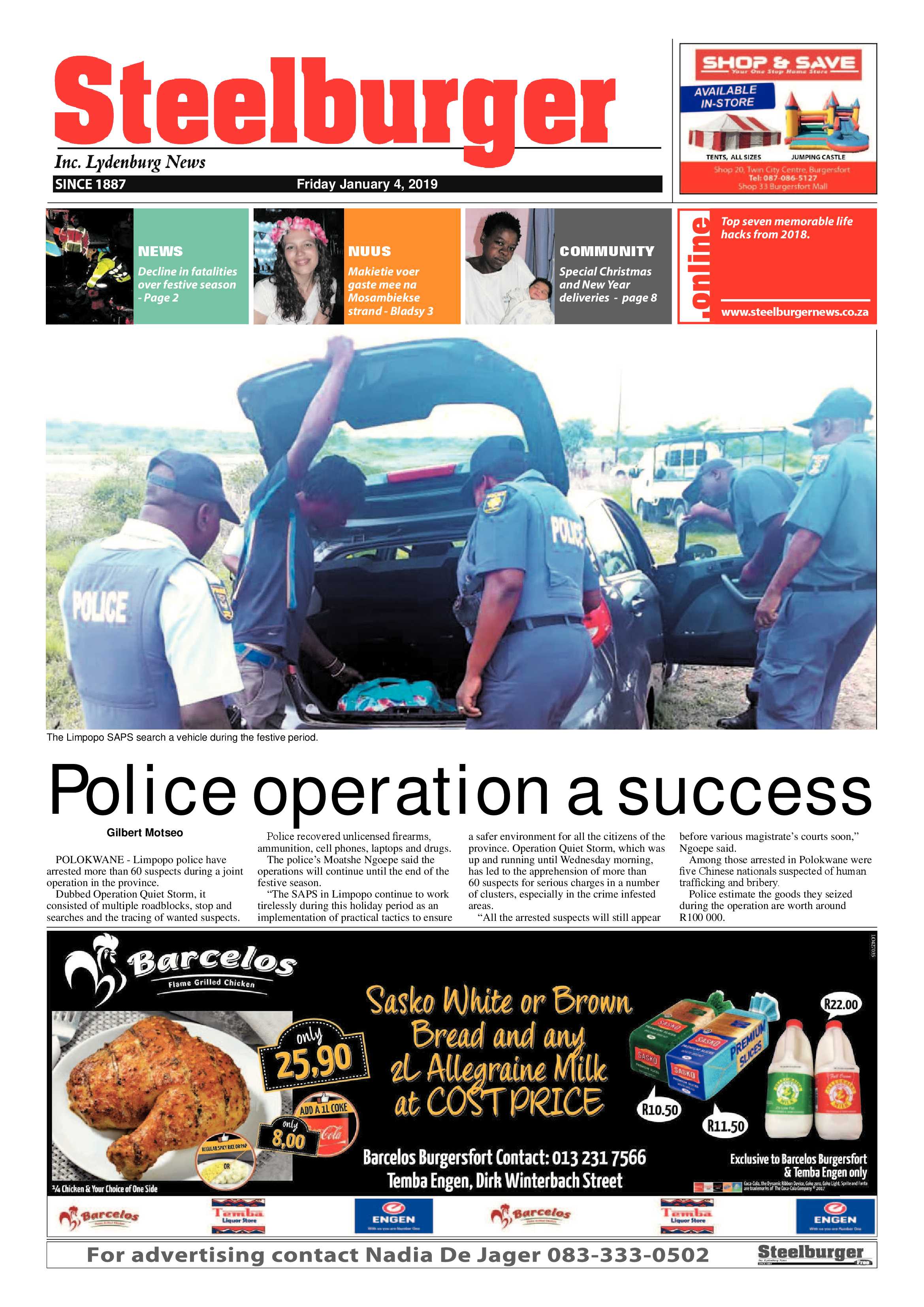 Steelburger News 4 January 2019 page 1
