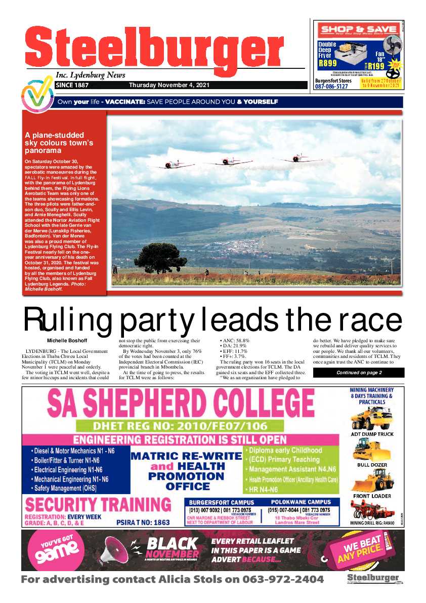 Steelburger News 4 November 2021 page 1