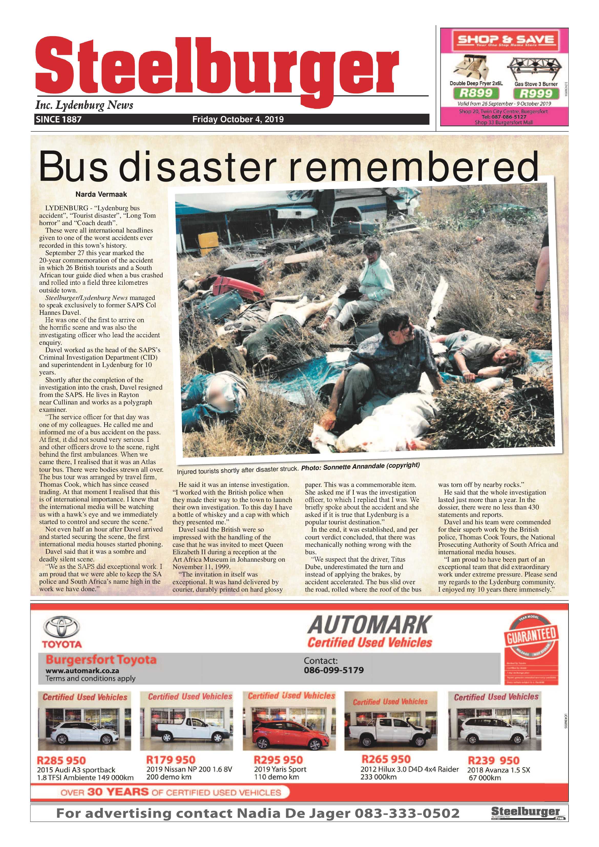 Steelburger News 4 October 2019 page 1