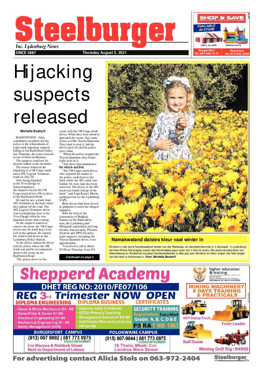 Steelburger News 5 August 2021 page 1