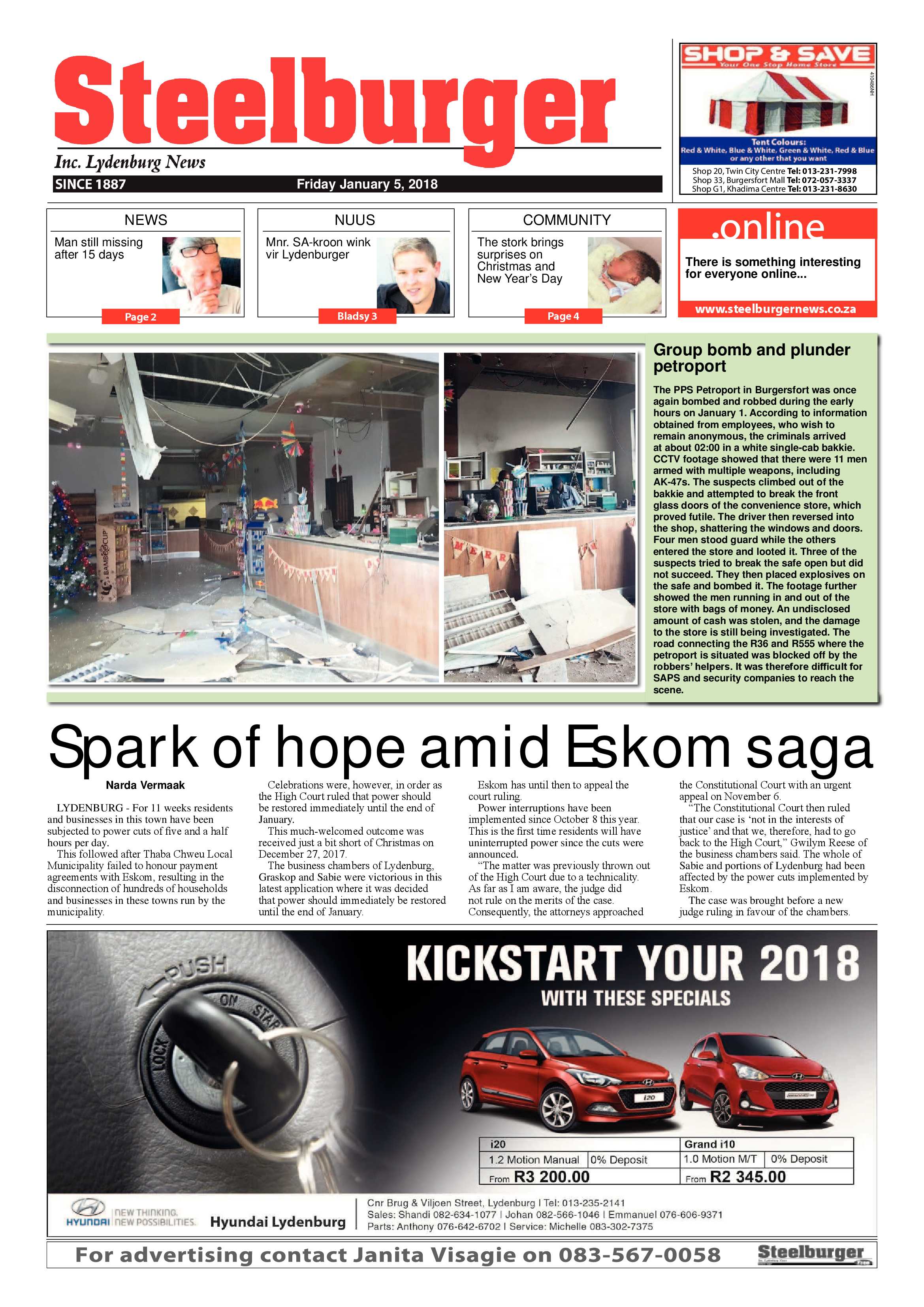 Steelburger News 5 January 2017 page 1