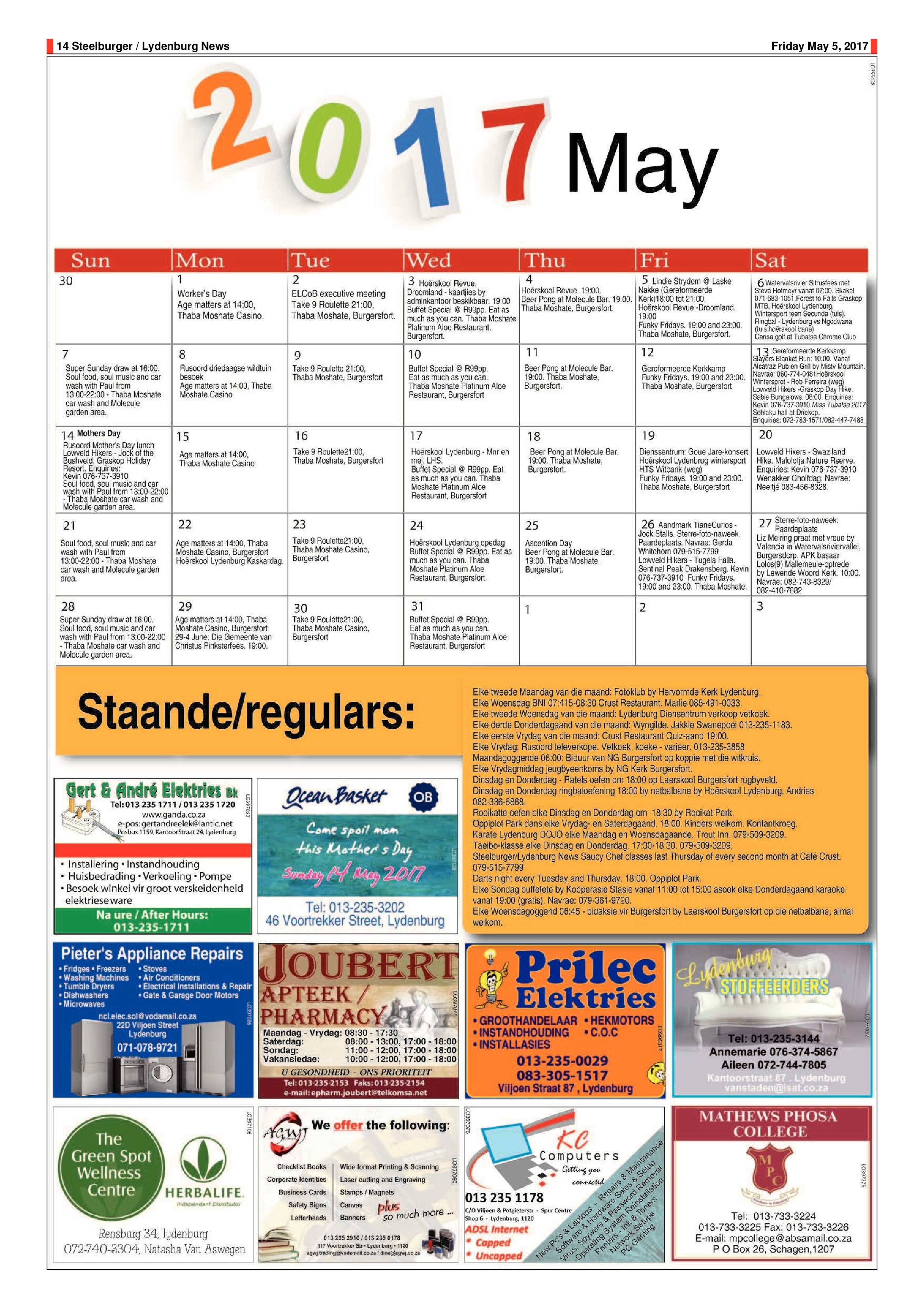 Steelburger News 5 May 2017 | Steelburger / Lydenburg News