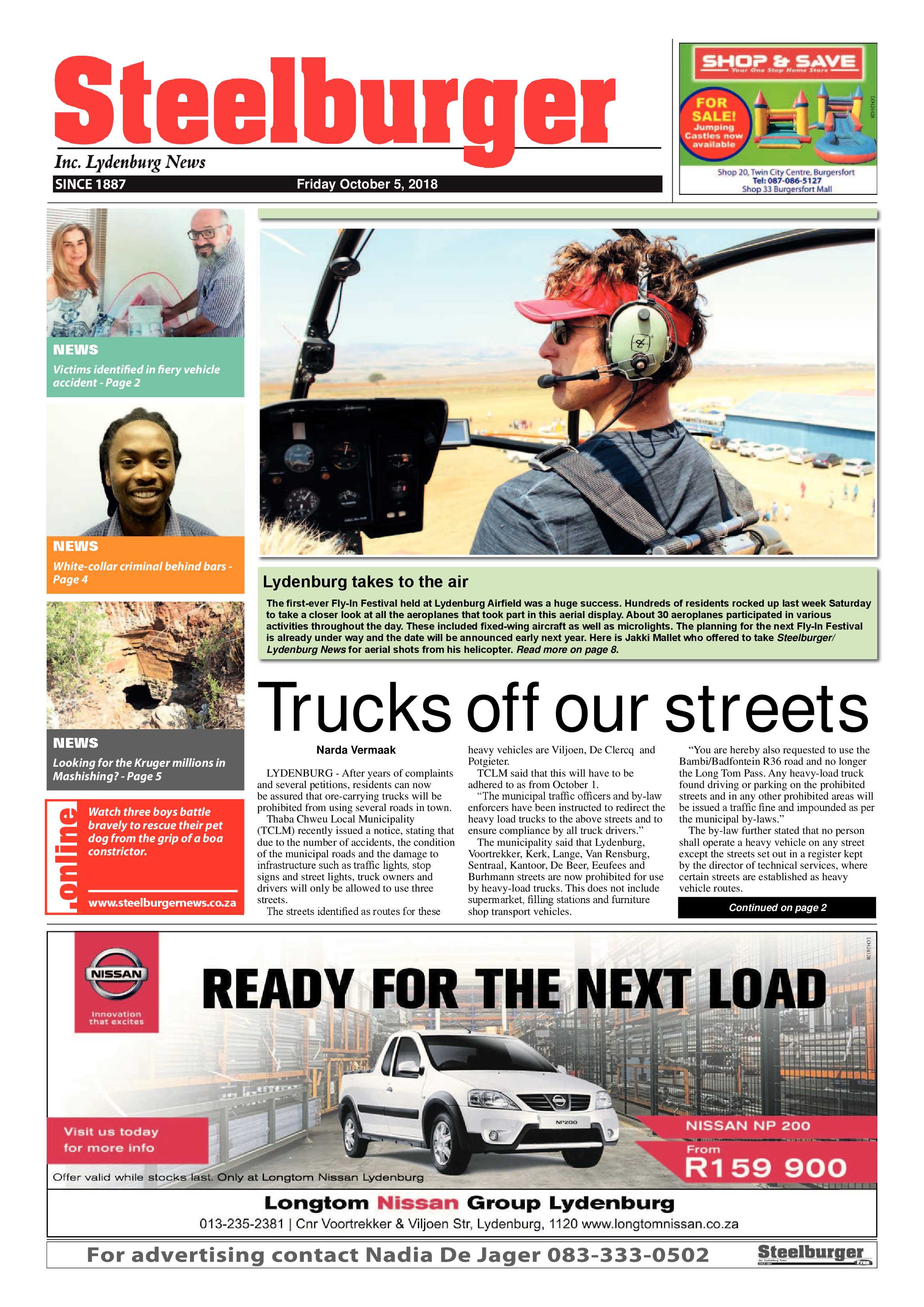 Steelburger News 5 October 2018 page 1