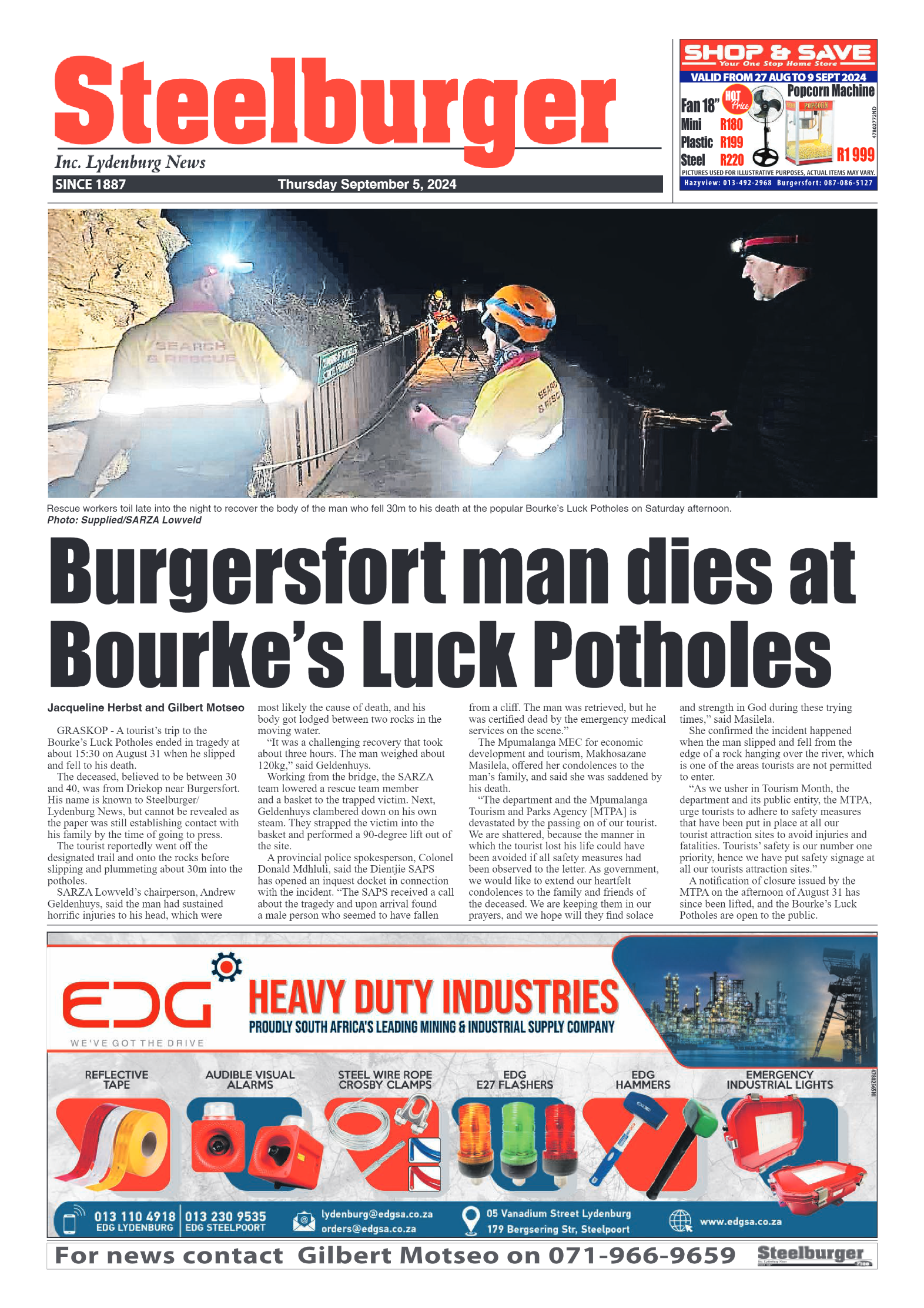 Steelburger News 5 September 2024 page 1