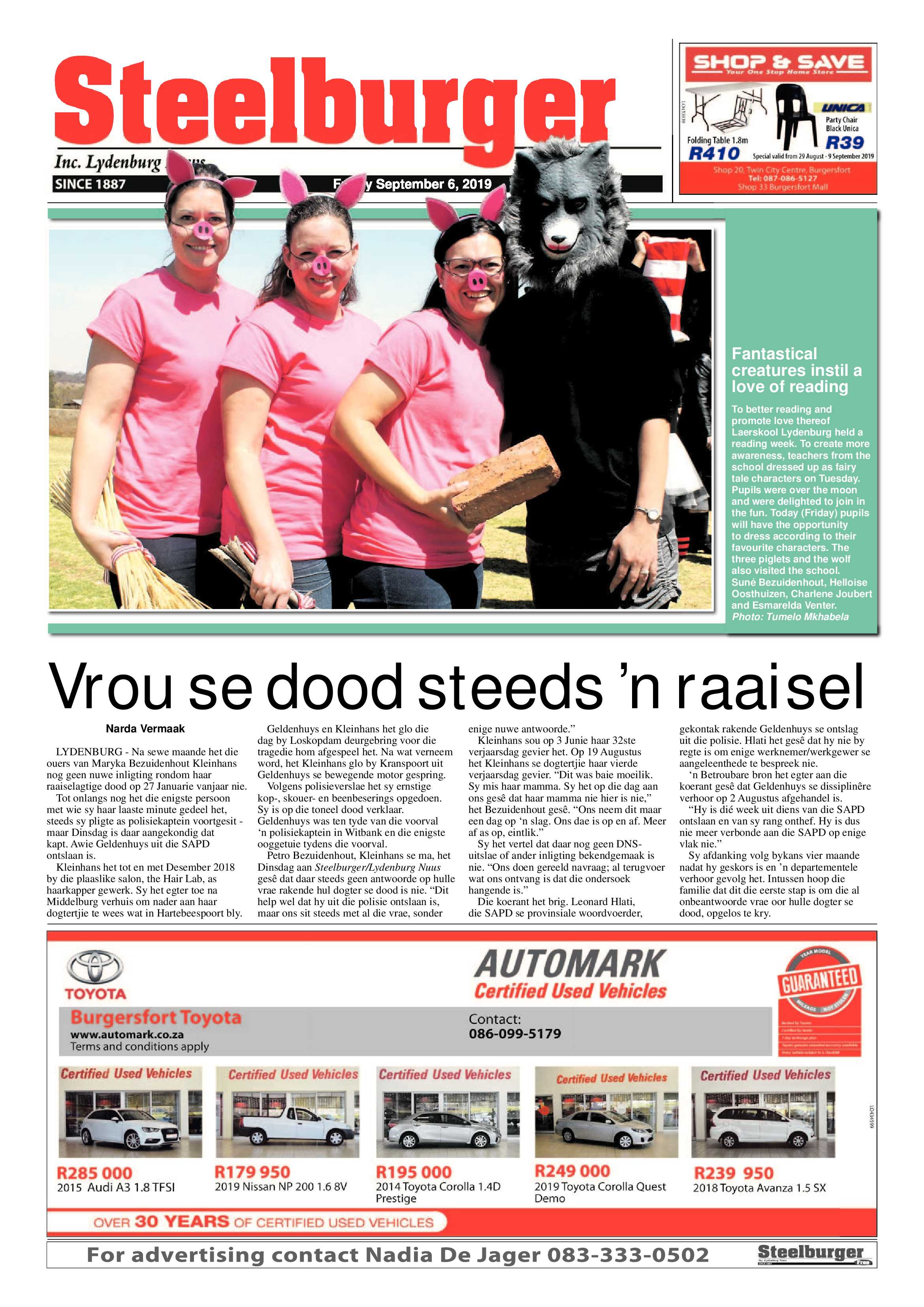 Steelburger News 6 September 2019 page 1
