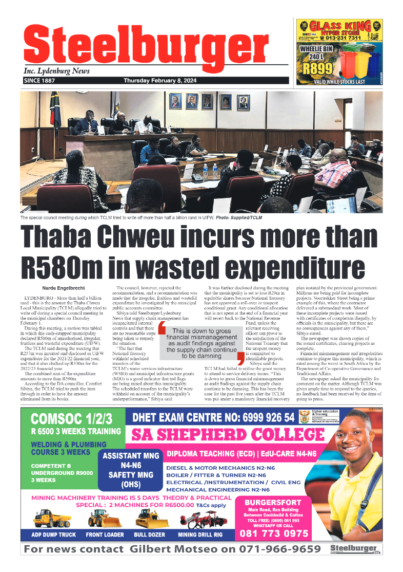 Steelburger News 8 February 2024 page 1