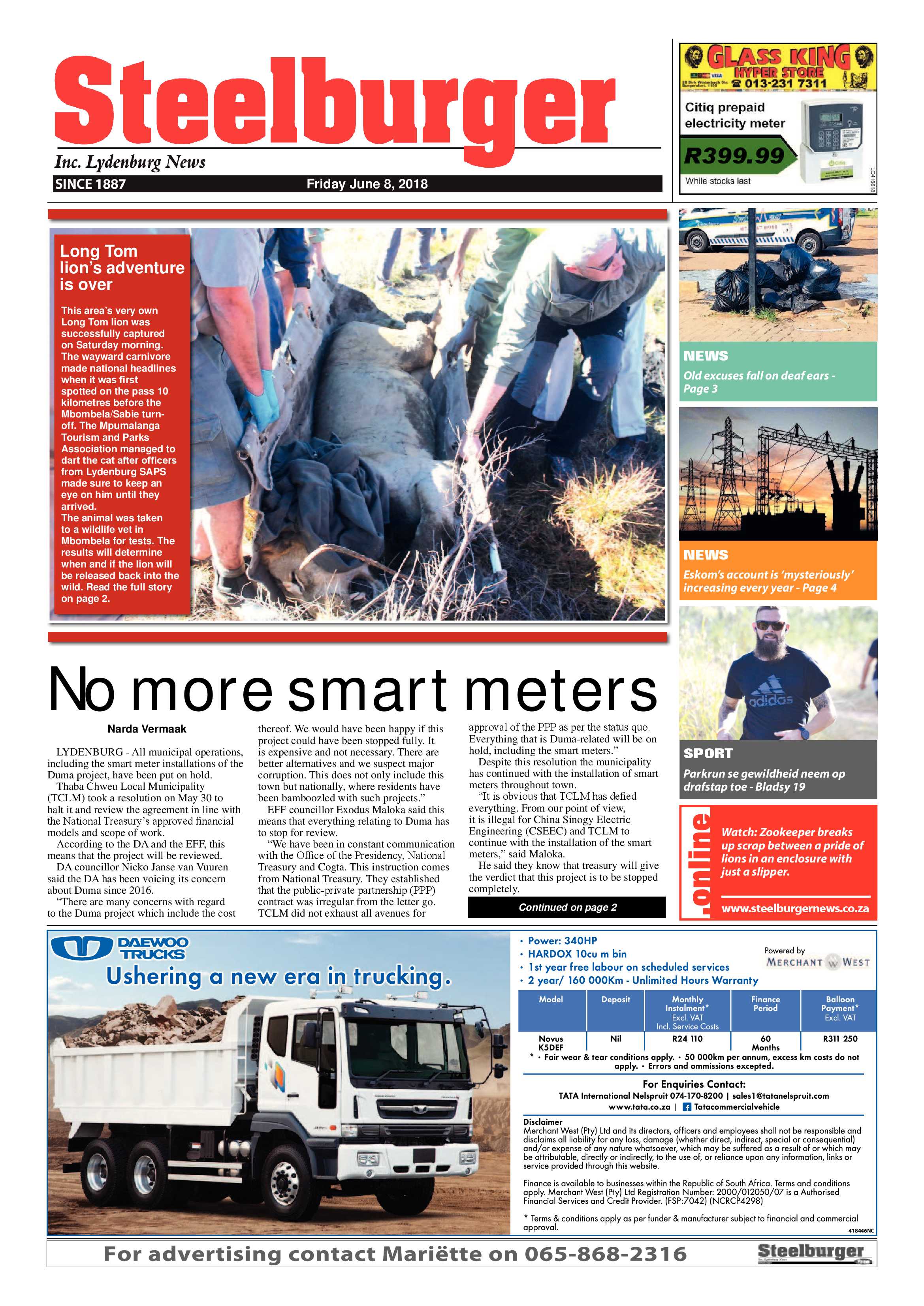 Steelburger News 8 June 2018 page 1