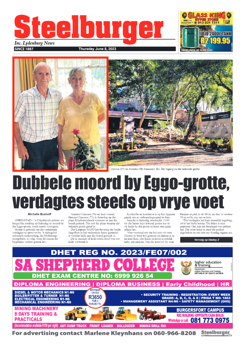 Steelburger News 8 June 2023 page 1