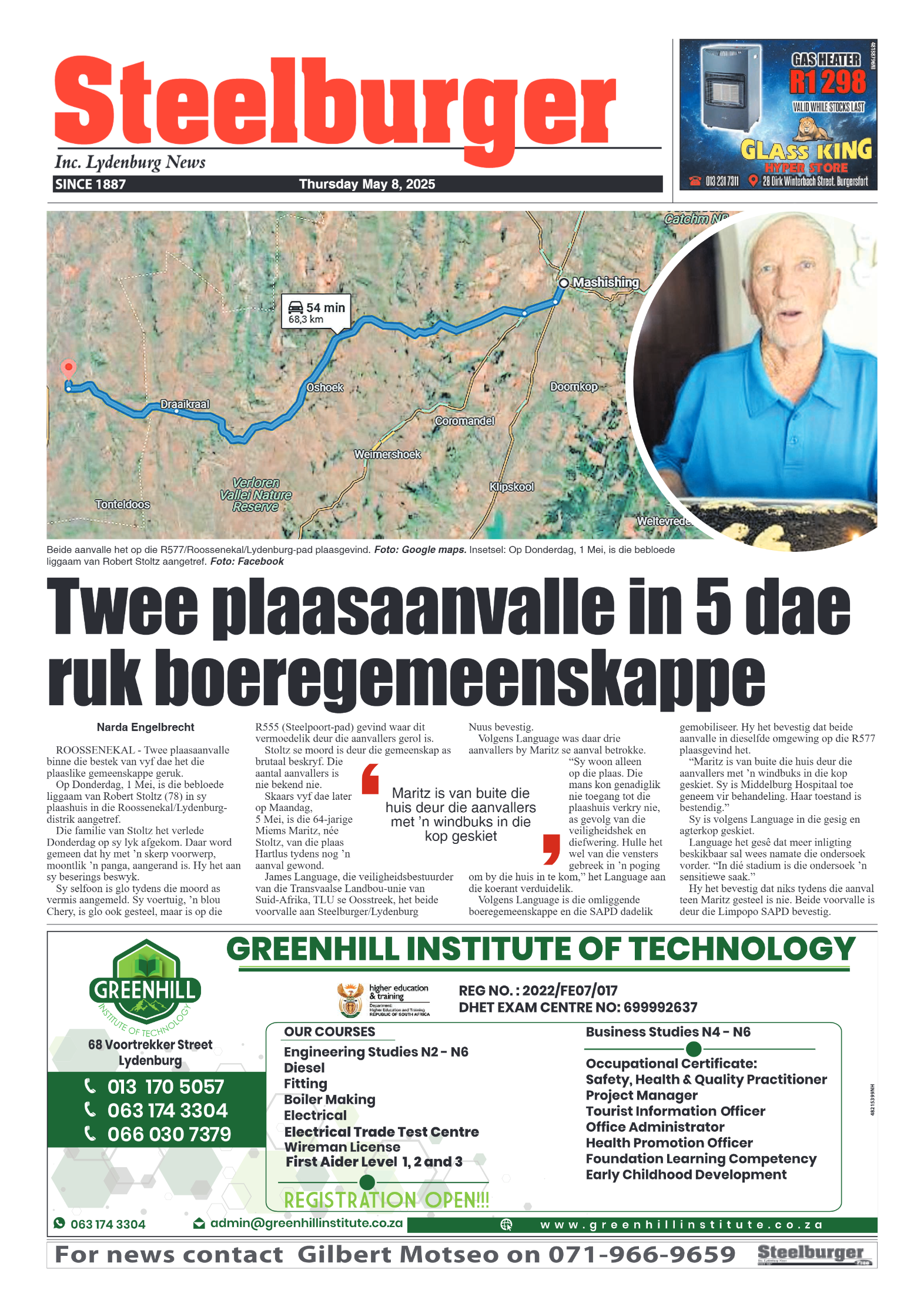 Steelburger News 8 May 2025 page 1