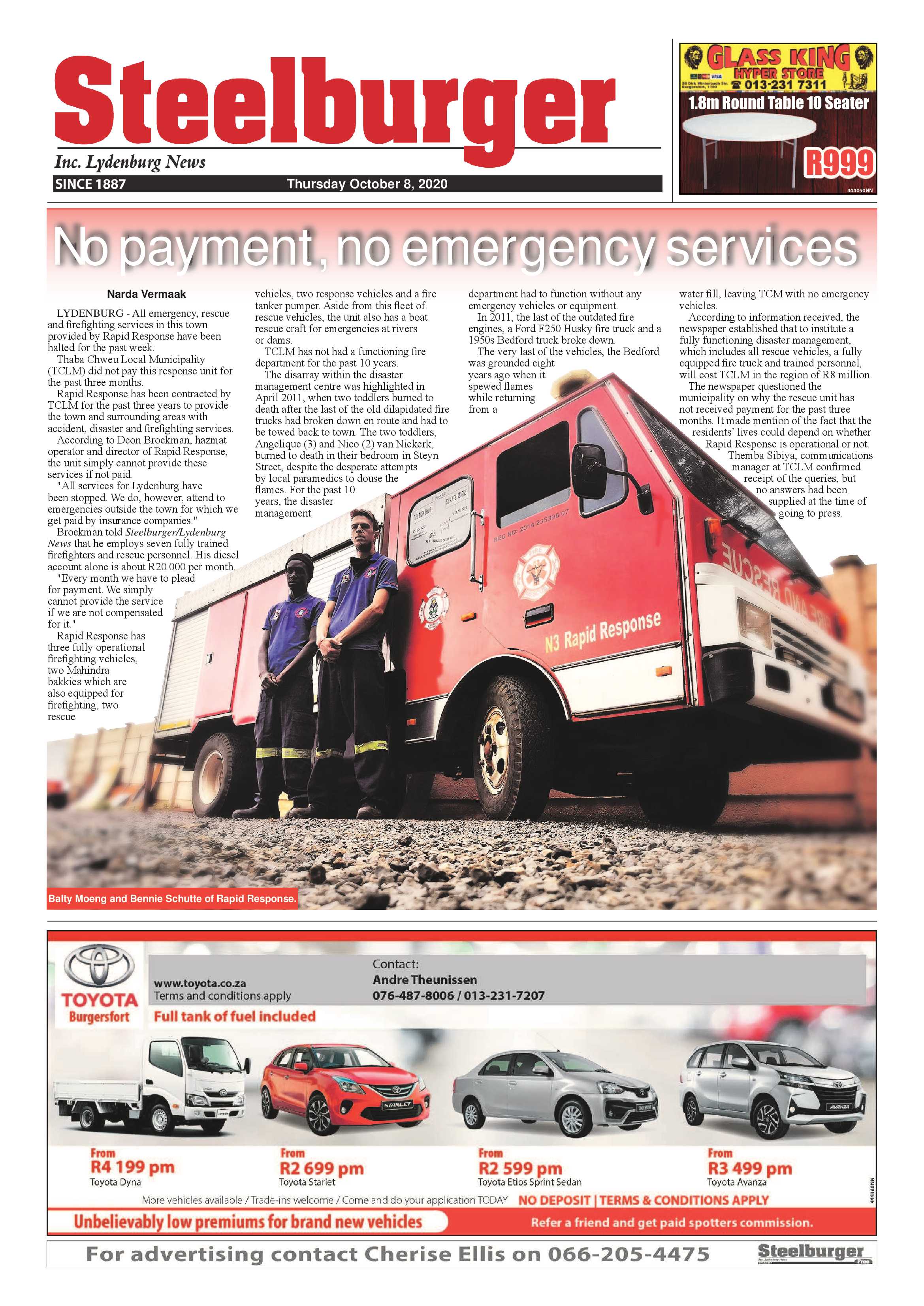 Steelburger News 8 October 2020 page 1