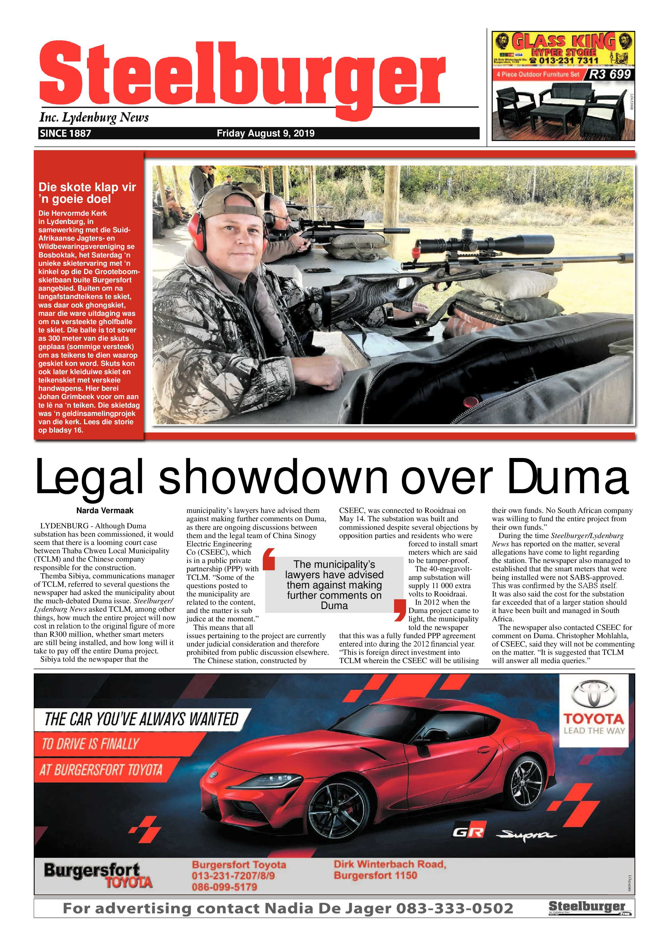 Steelburger News 9 August 2019 page 1