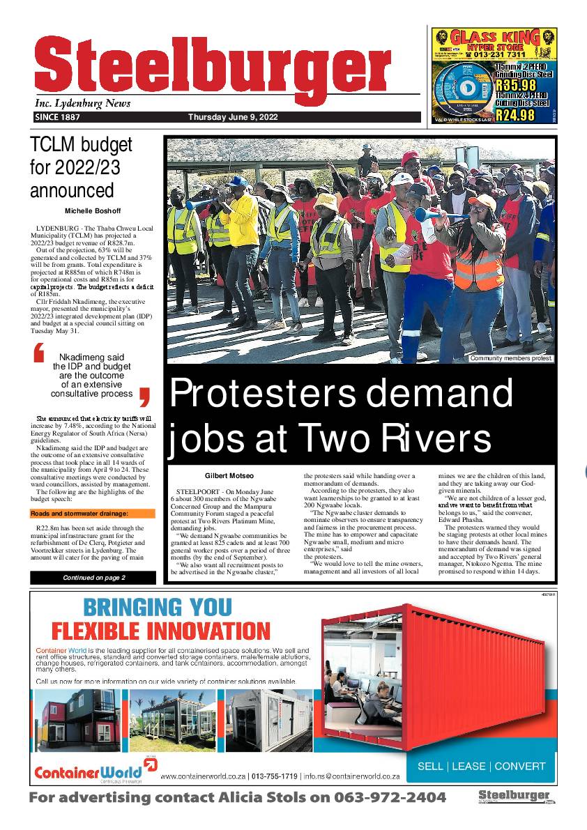 Steelburger News 9 June 2022 page 1