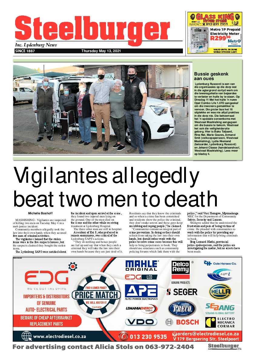 Steelburger News 13 May 2021 page 1